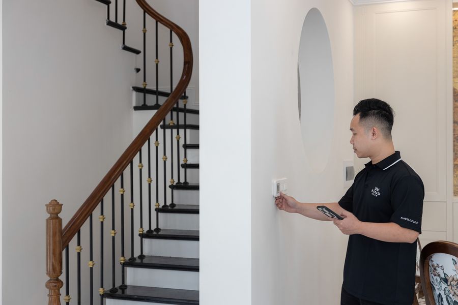 Smart home control panel in a modern villa