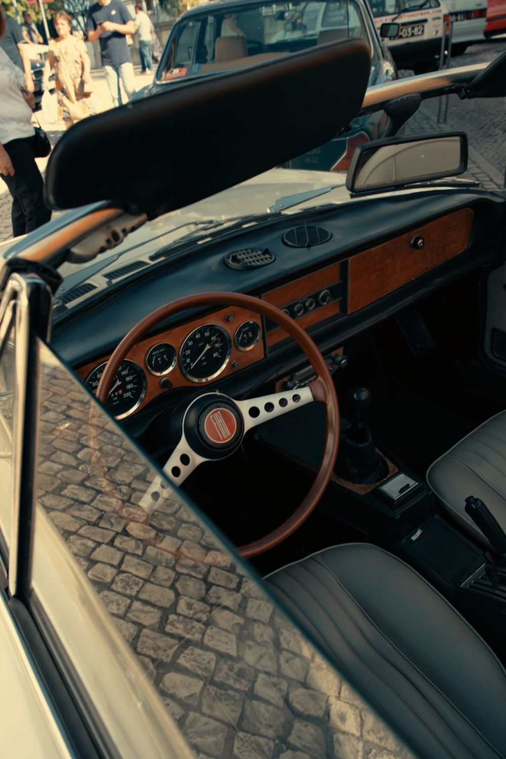 Classic Convertible with Wooden Dashboard Interior · Free Stock Photo
