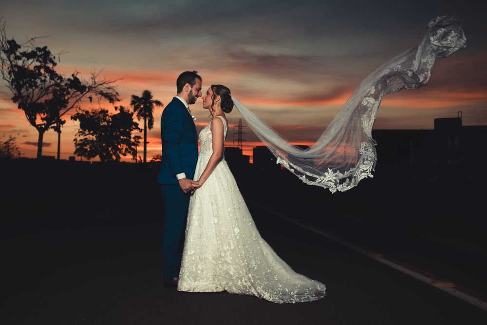 Wedding couple sunset