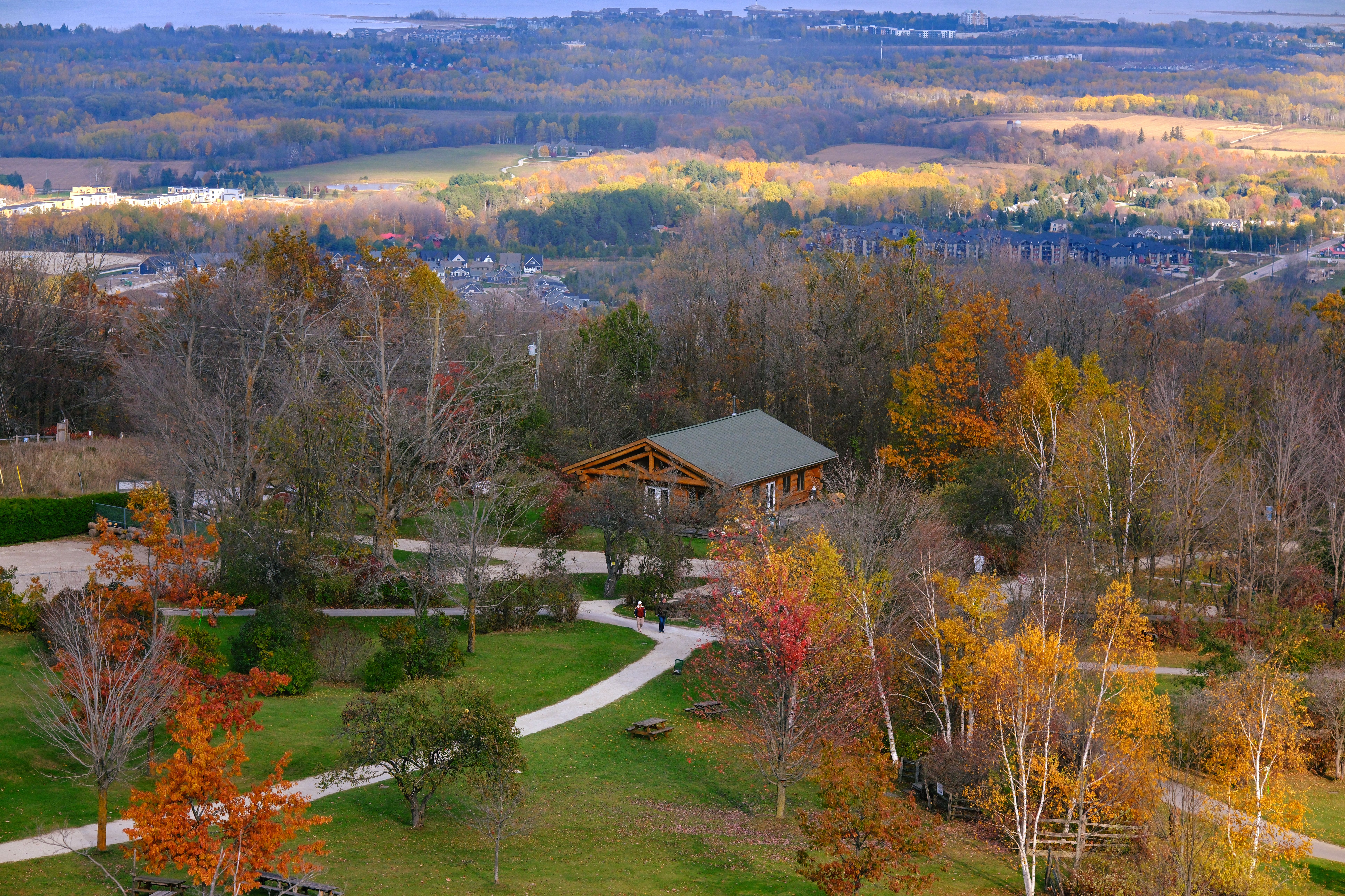 Aerial View of Scenic Autumn Landscape with Cabin · Free Stock Photo
