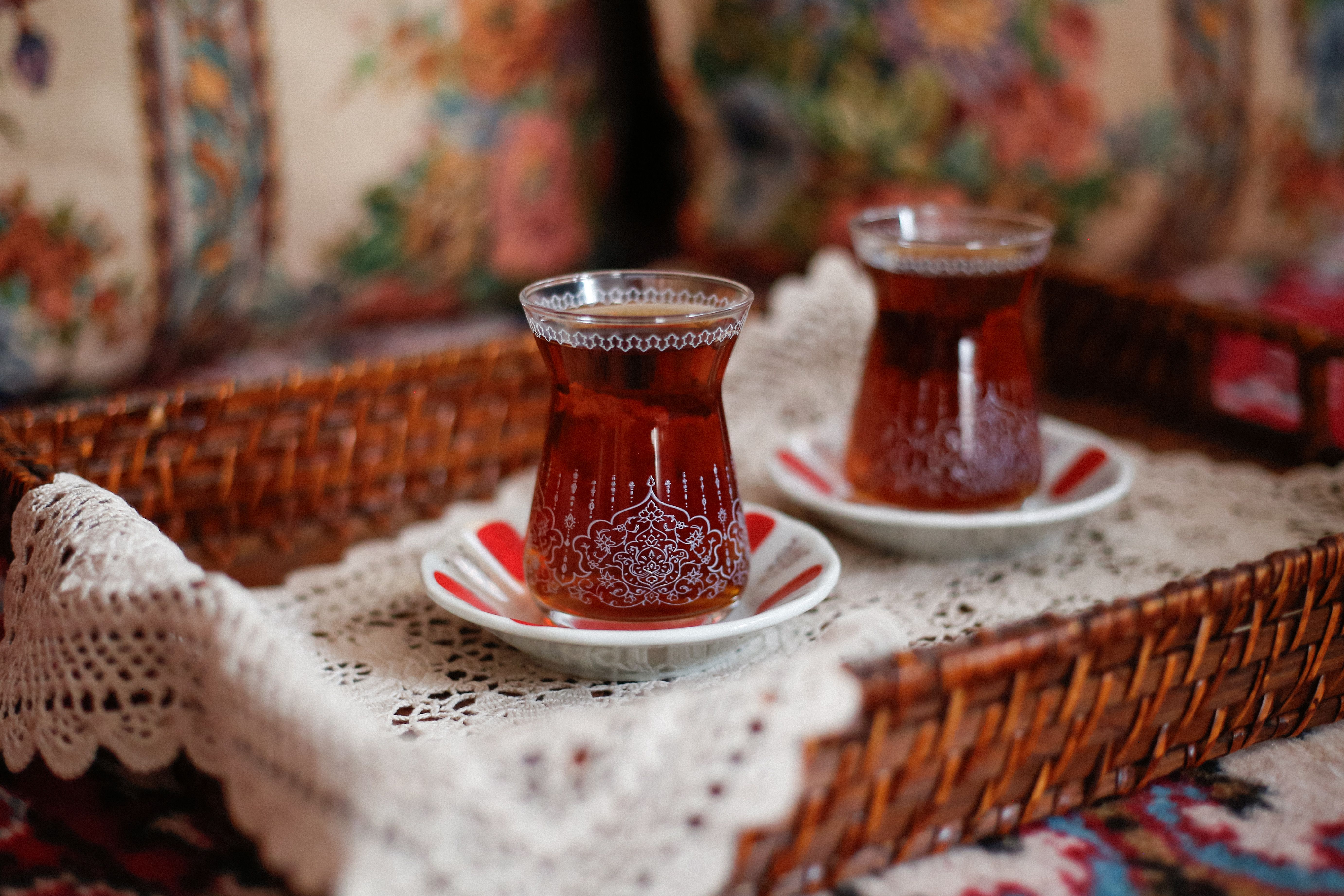 Traditional Turkish Tea in Elegant Glasses · Free Stock Photo