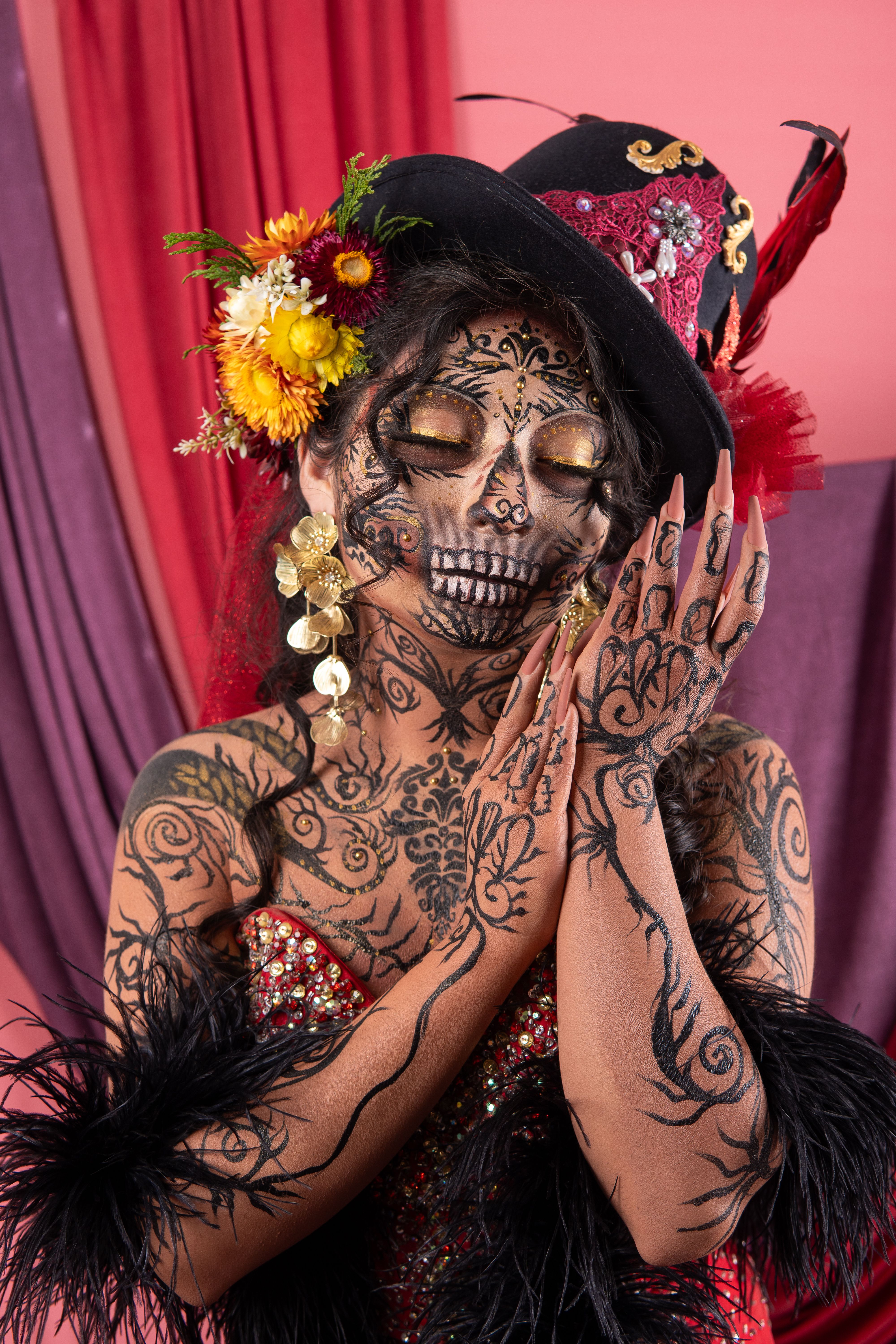 Stunning Catrina Makeup Portrait for Day of the Dead · Free Stock Photo