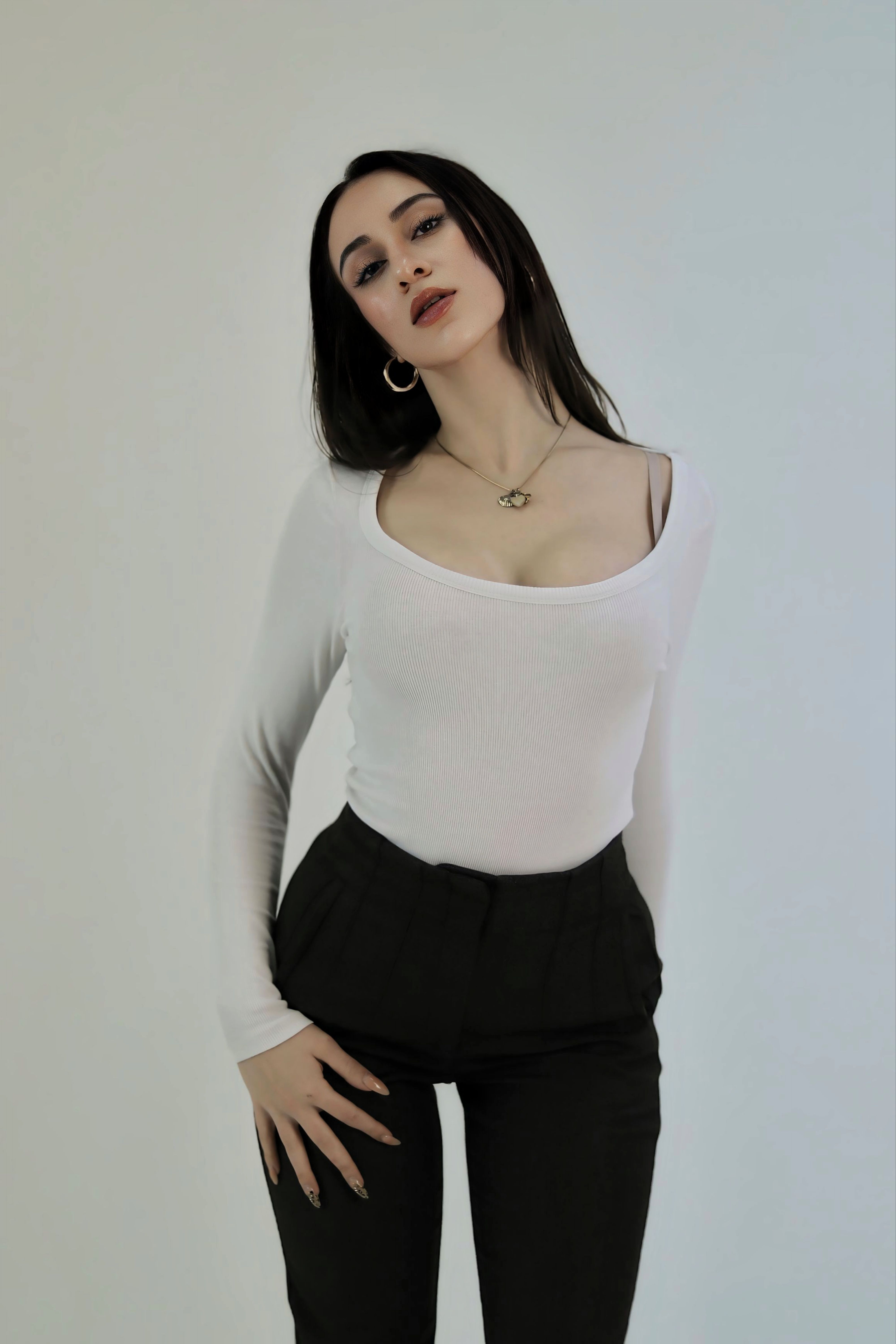 Blusa Canelada Bege Manga Longa
