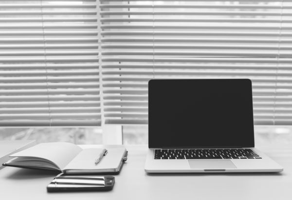 Writer's desk with coffee and notebook