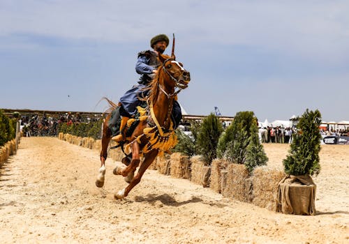Dynamic scene from an equestrian event in Istanbul, showcasing traditional culture and excitement.
