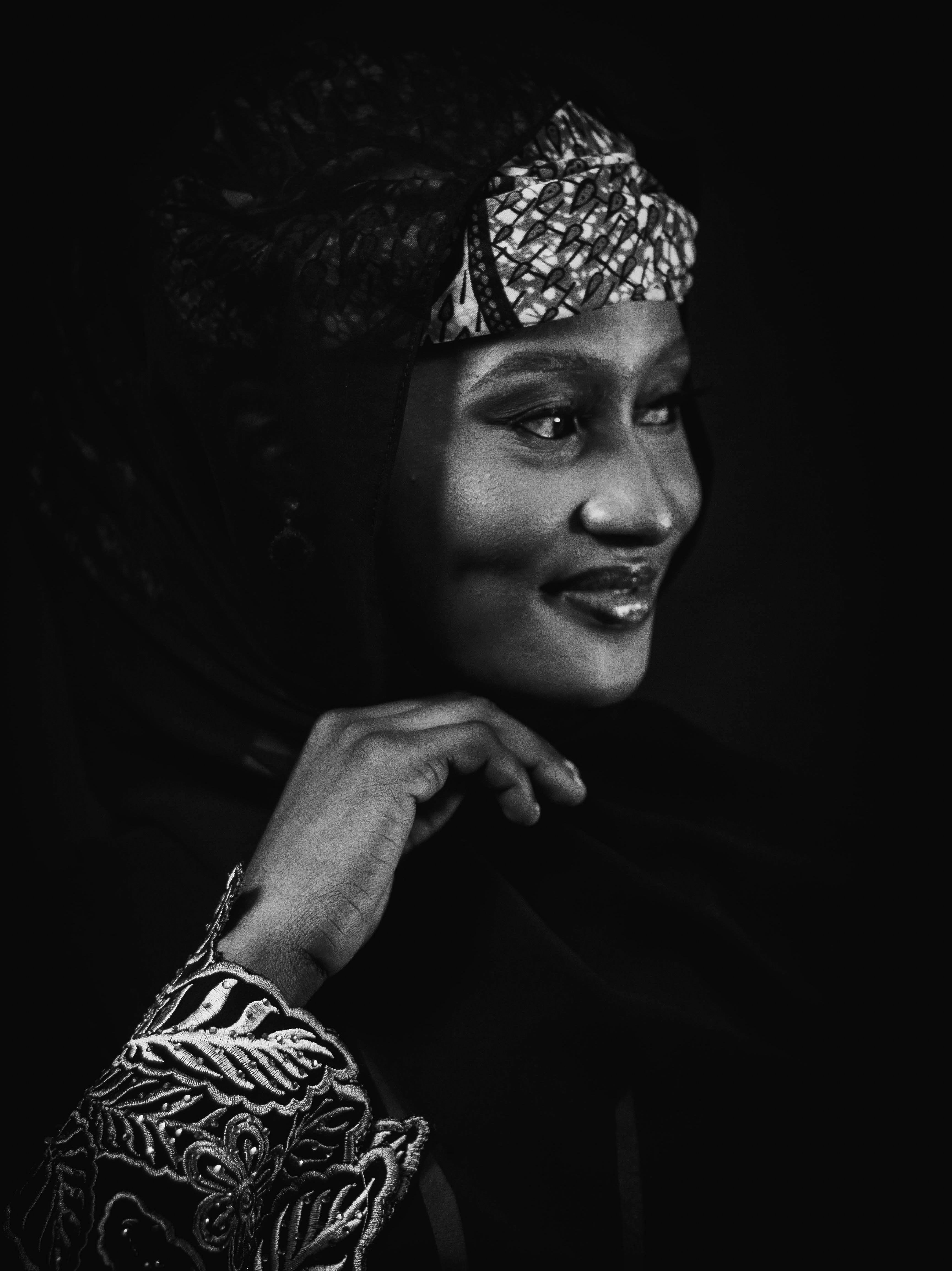 Elegant Black and White Portrait of African Woman · Free Stock Photo