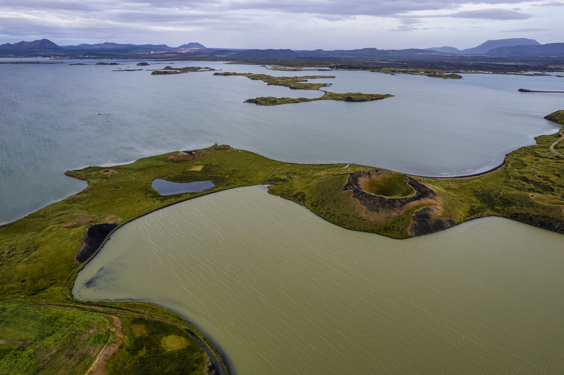 lake myvatn iceland geothermal volcanic landscape pseudo craters lava formations