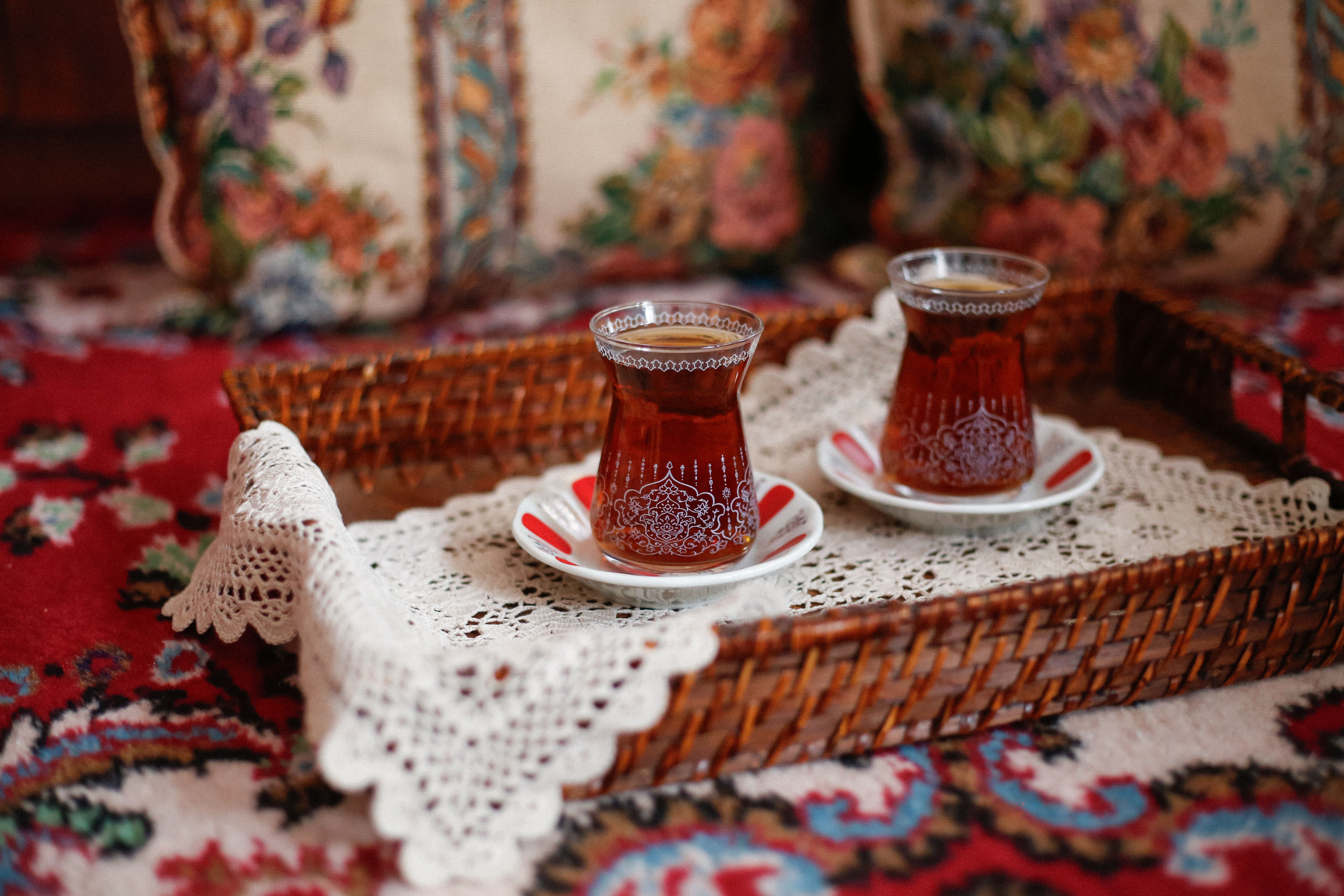 Traditional Turkish Tea Setup with Ornate Style · Free Stock Photo