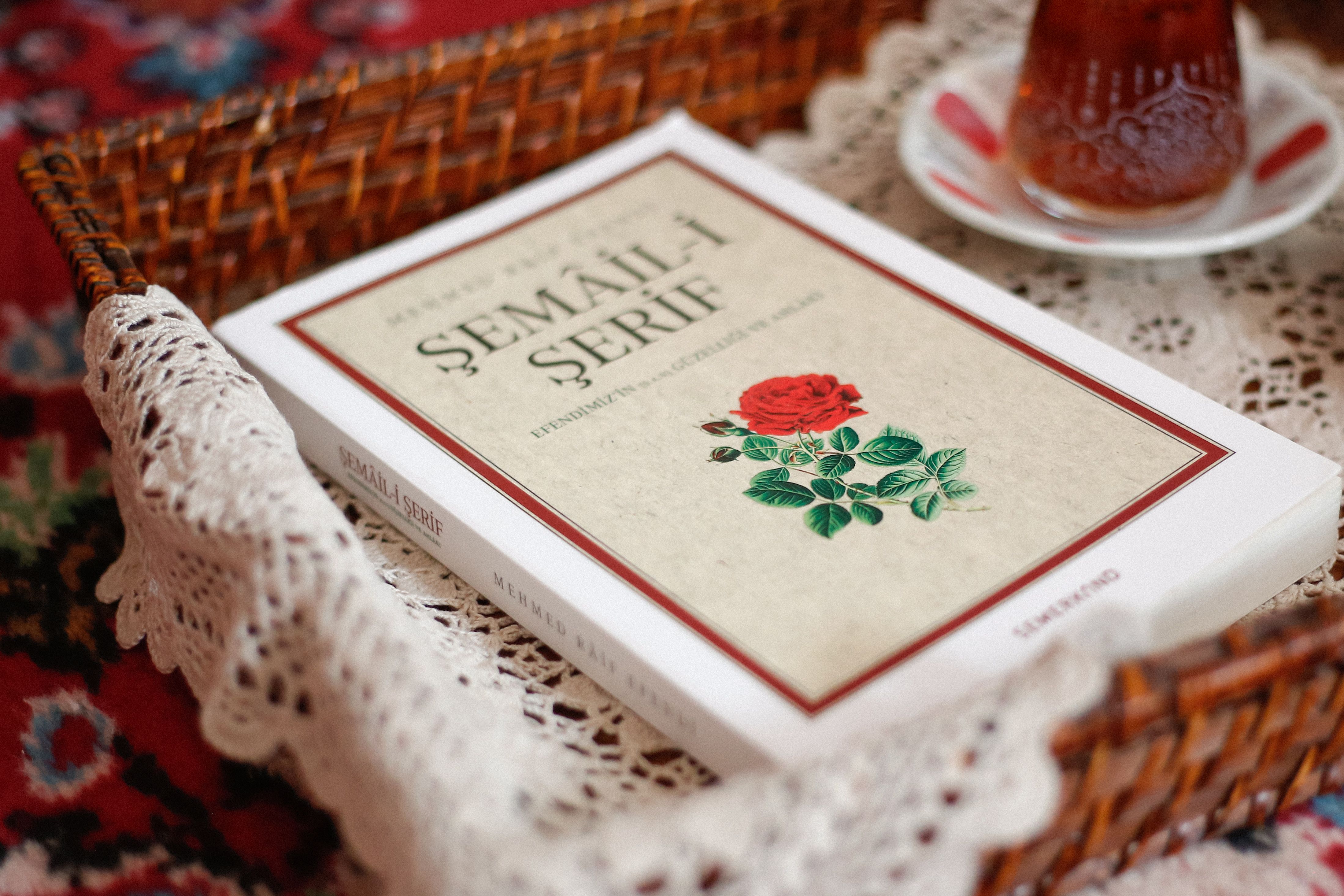 Traditional Turkish Tea with Book in Basket · Free Stock Photo