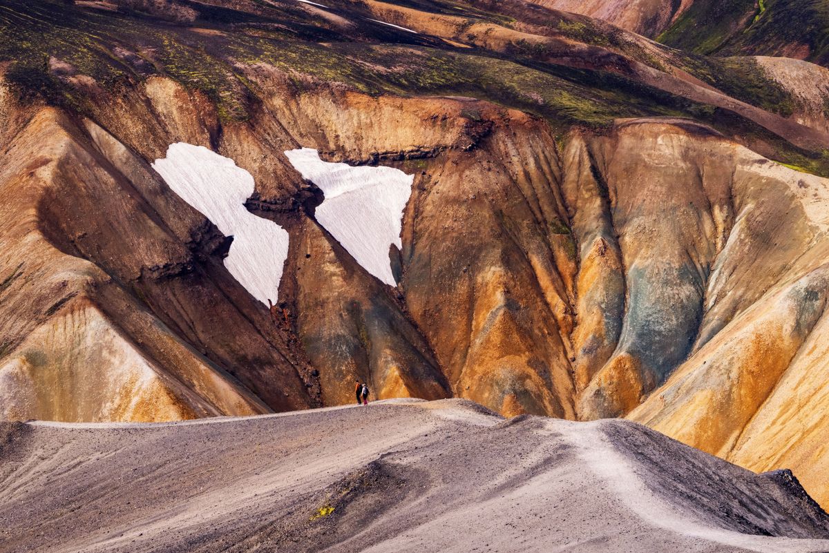 The multicoloured rhyolite mountains of Landmannalaugar, in Iceland's highlands.