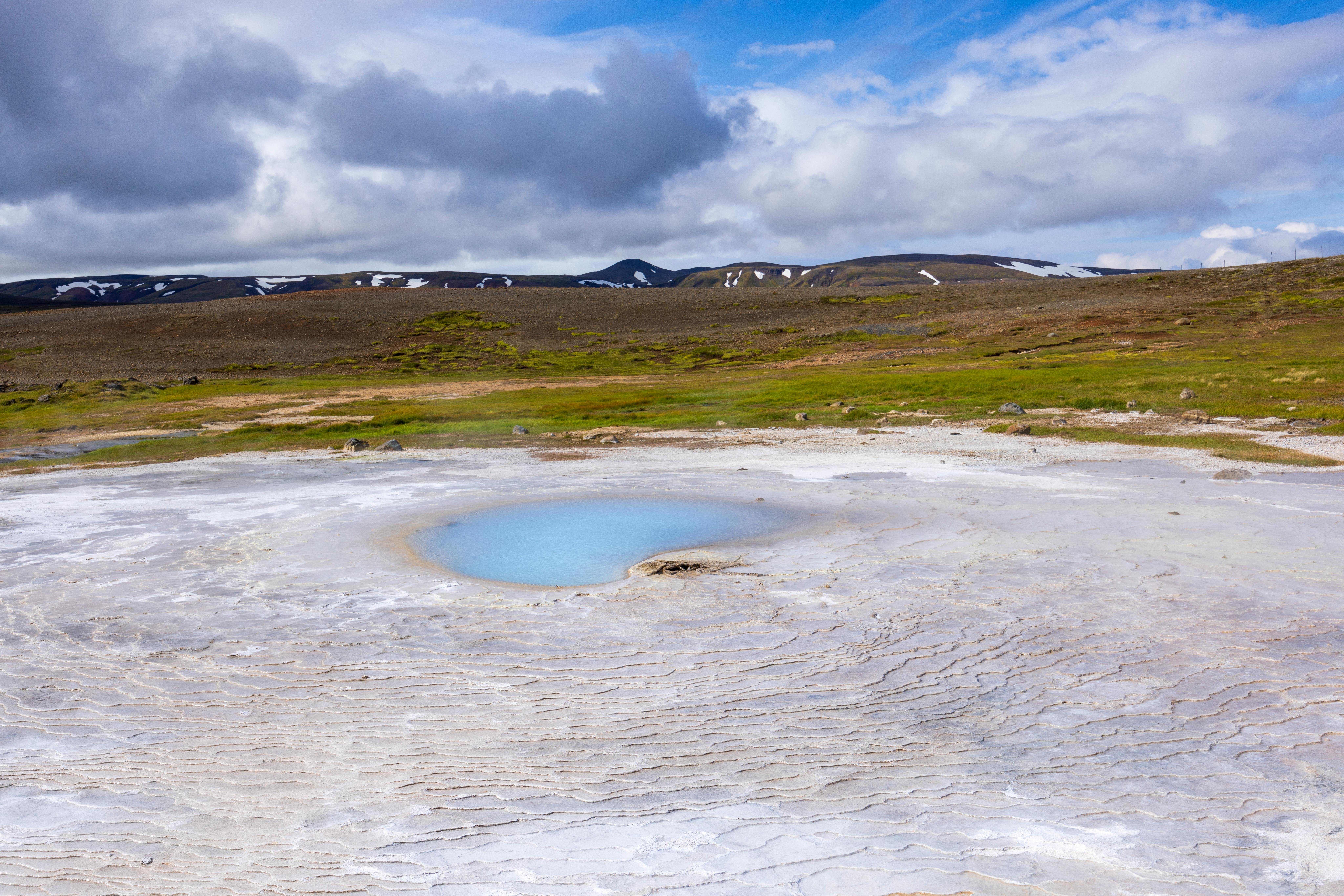 Reykjavik scenery with colorful houses and mountain backdrop