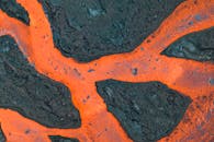 Aerial View of Flowing Lava in Iceland