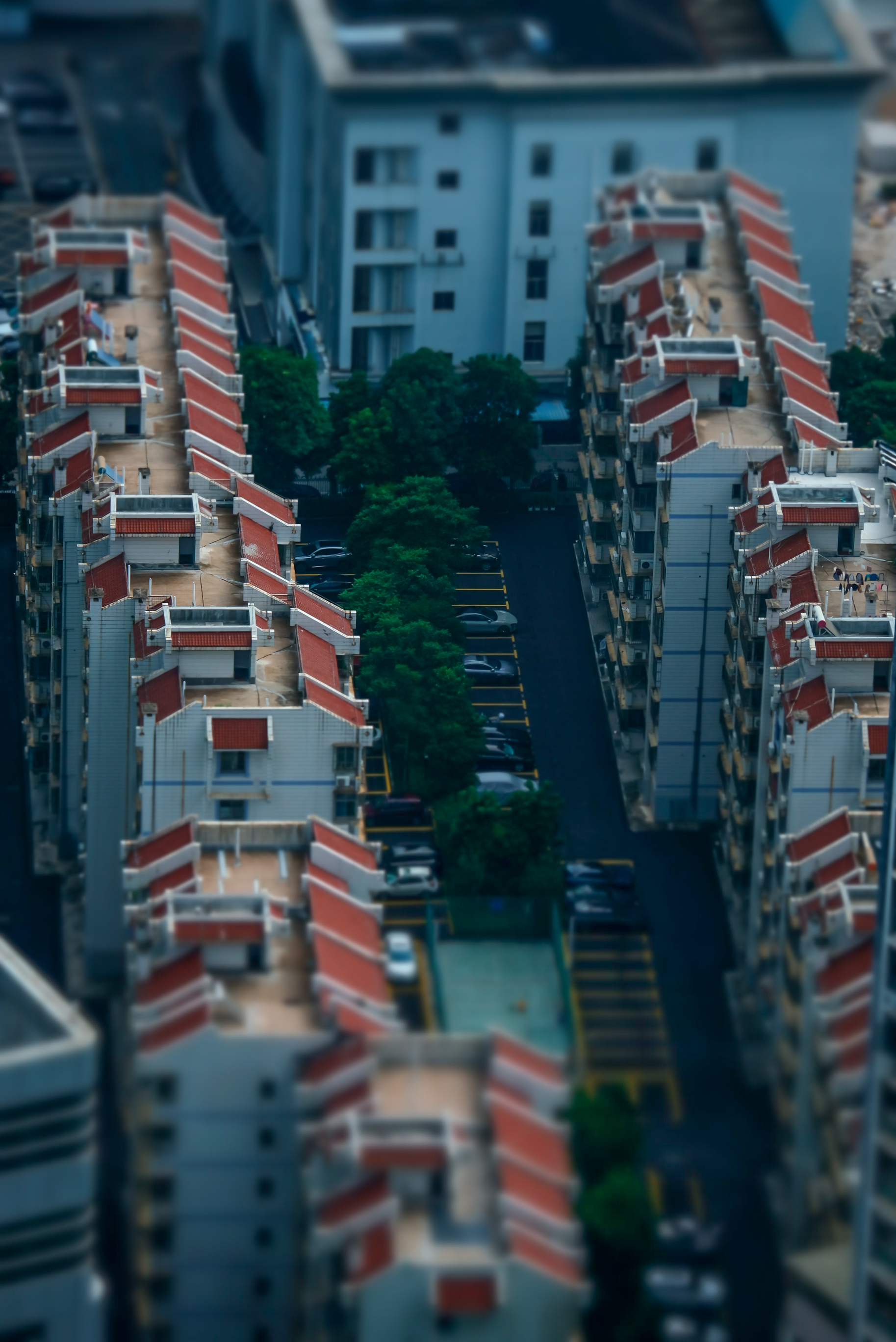 Aerial view of urban real estate and commercial buildings