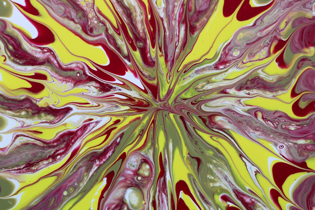 captivating abstract art with swirling red yellow and green colors in