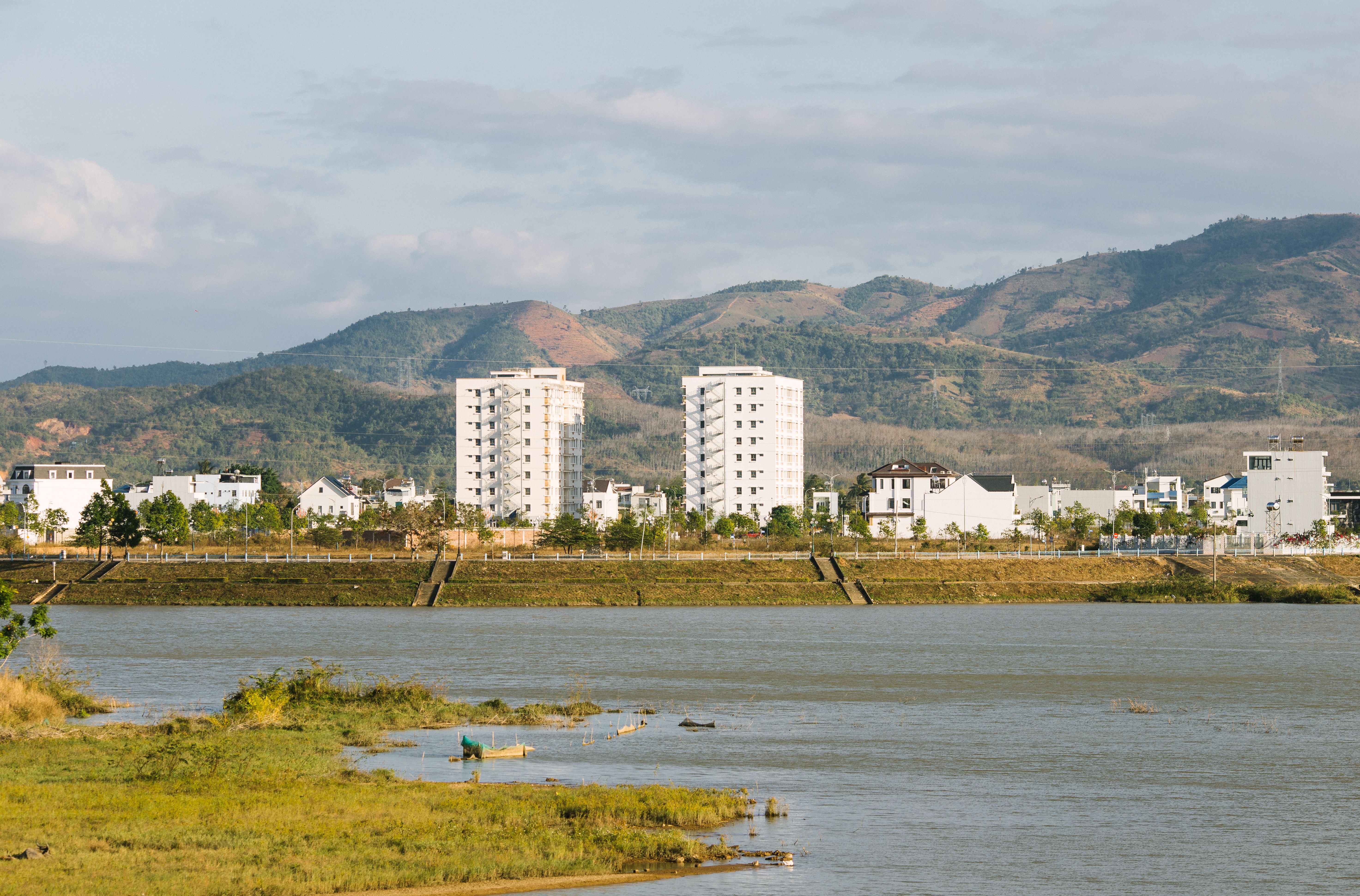 杉並区を流れる善福寺川と川沿いの住宅街の風景