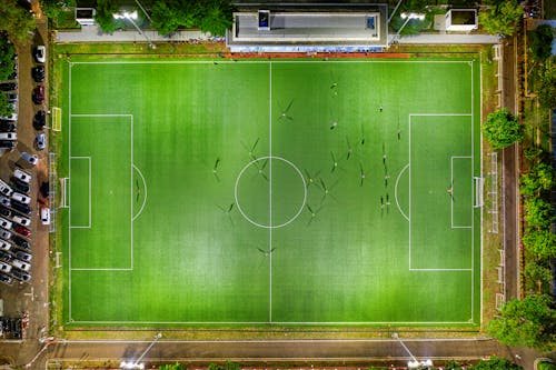 Free Aerial Photo of Soccer Field Stock Photo