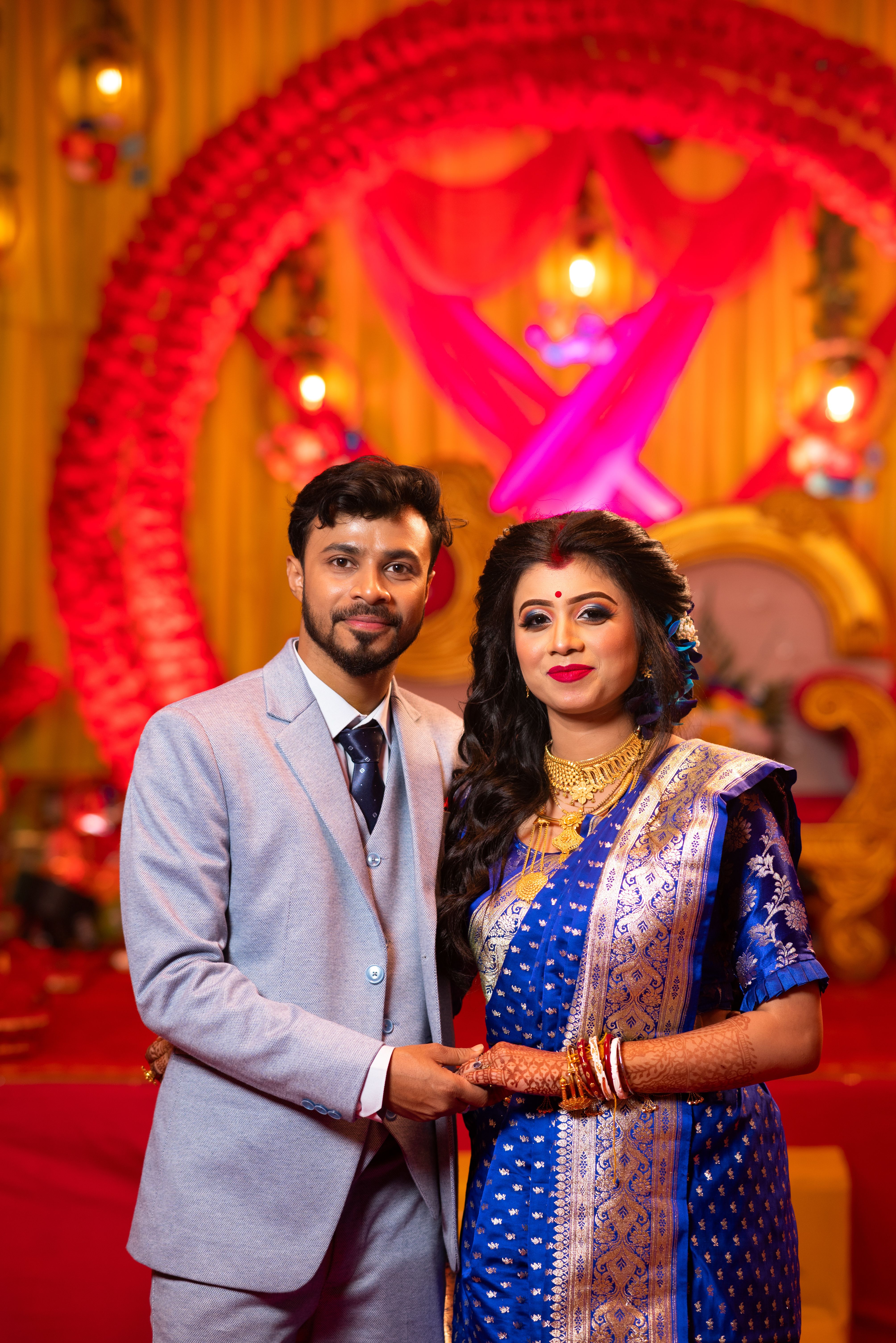 Traditional Indian Wedding Portrait with Couple · Free Stock Photo
