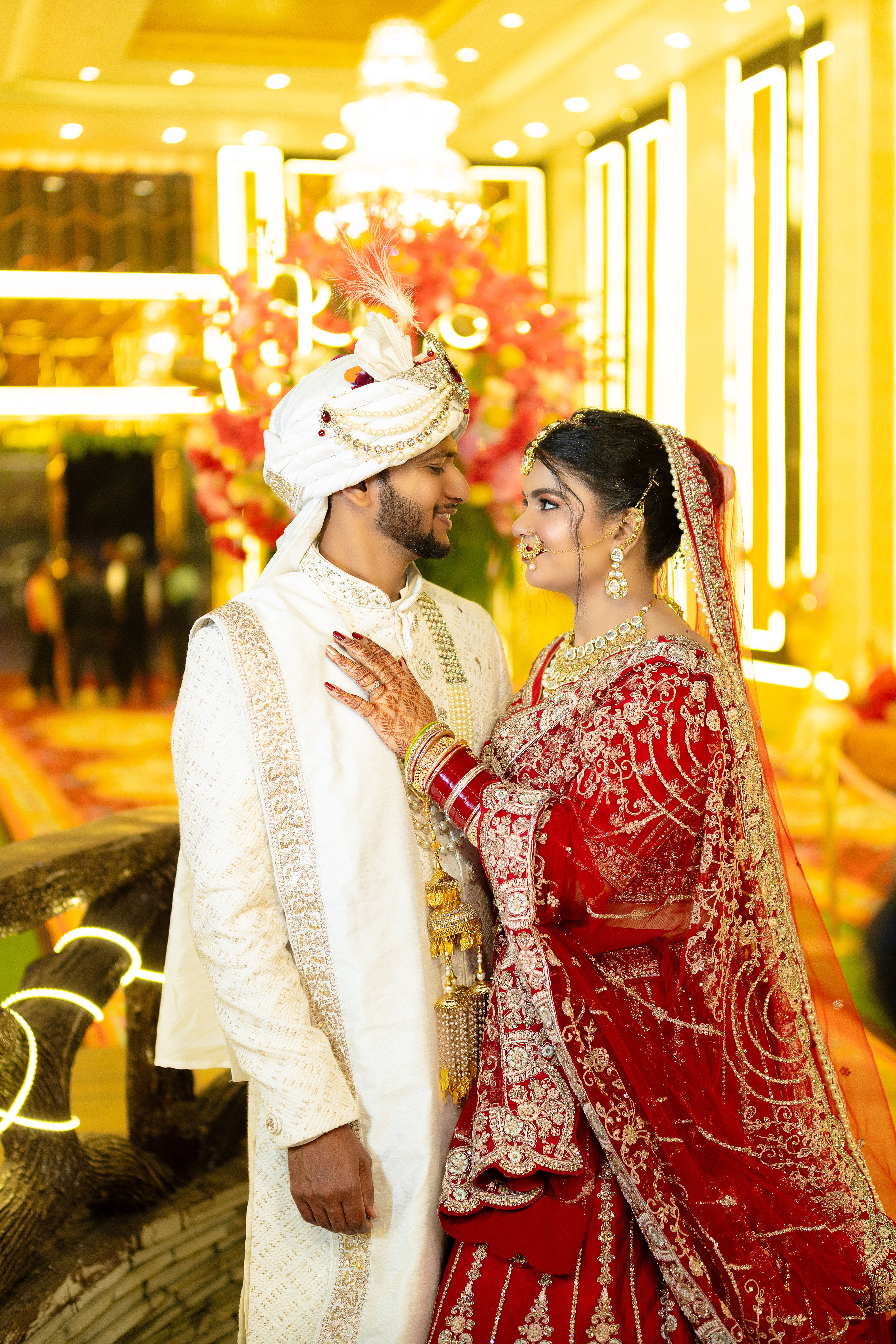 Beautiful Indian Wedding Couple in Traditional Attire · Free Stock Photo