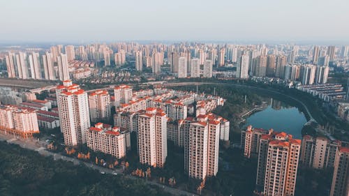 Aerial Photography of an Urban City Skyline