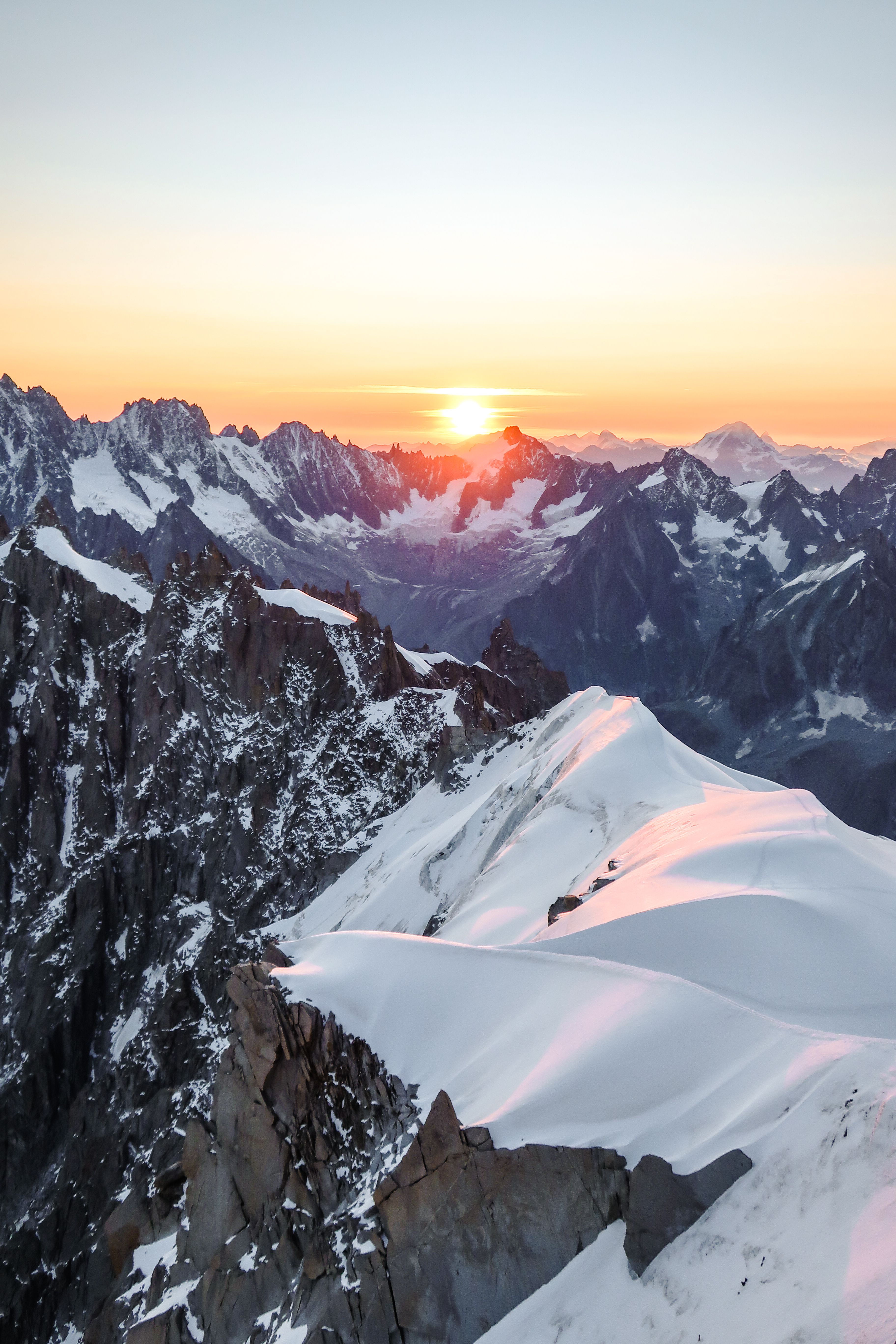 Sunset Over Mont Blanc in Winter Splendor · Free Stock Photo