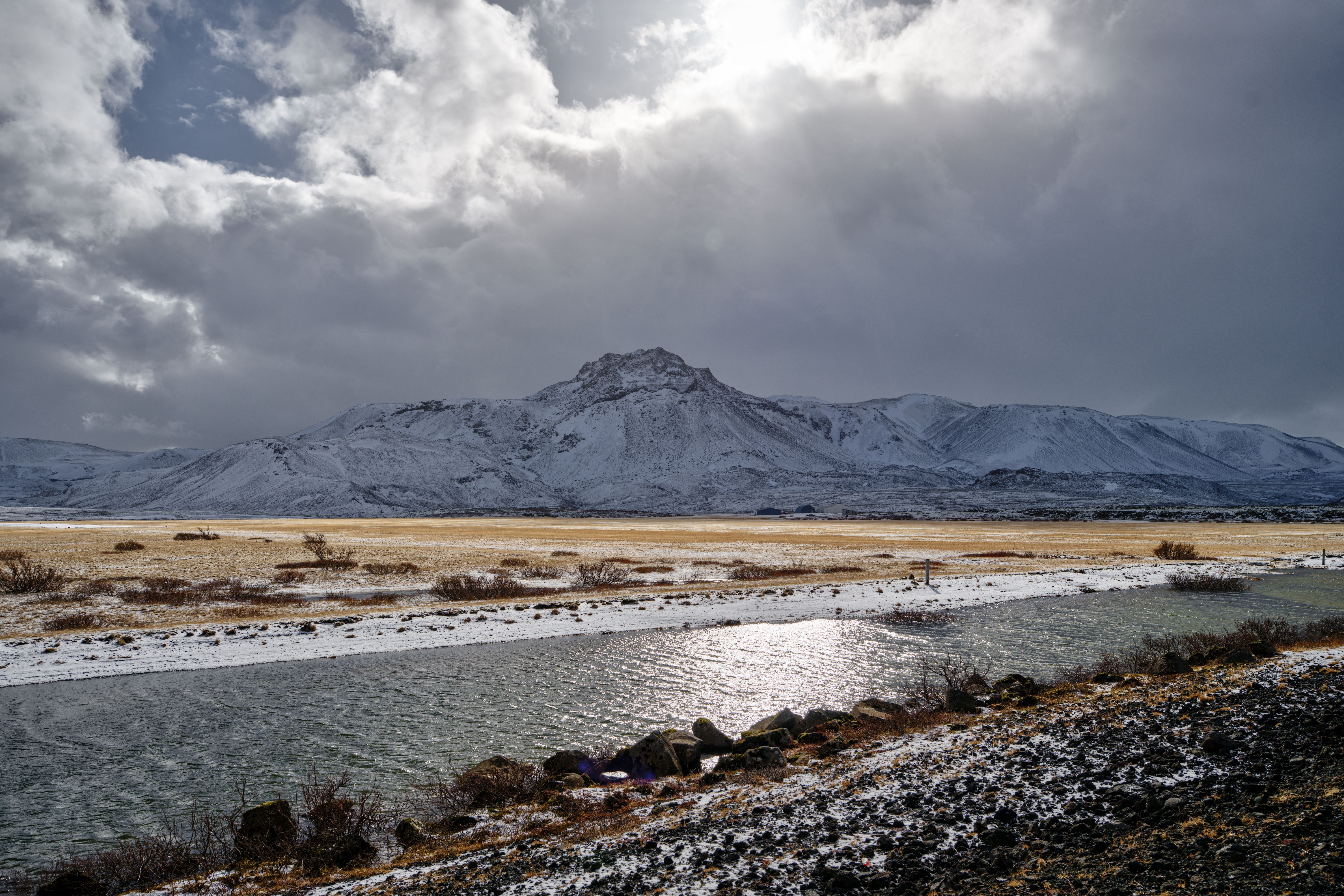 Winter Mountain Landscape with River and Snow · Free Stock Photo