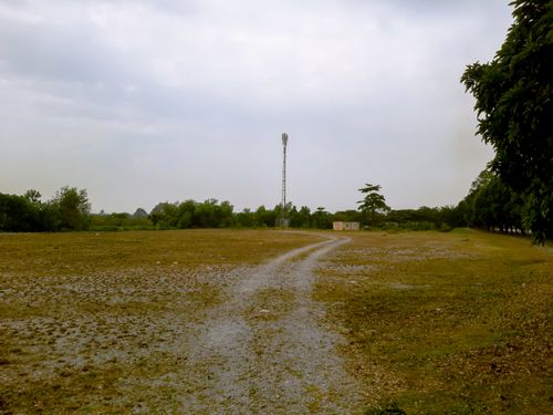 Free leading line to telecommunication tower Stock Photo