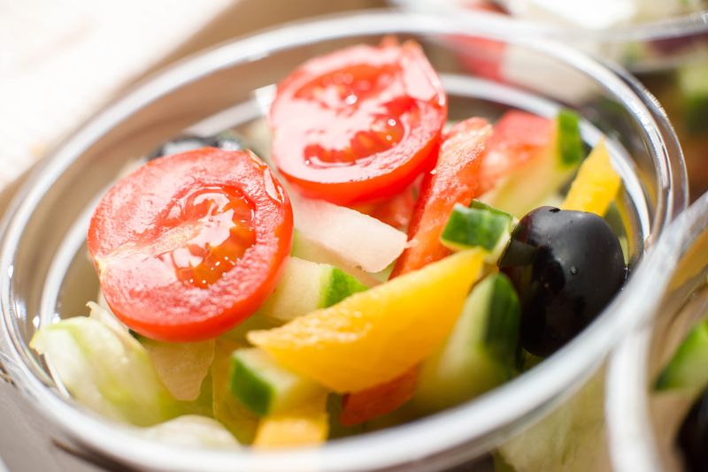 chickpea bowl with feta and cucumber