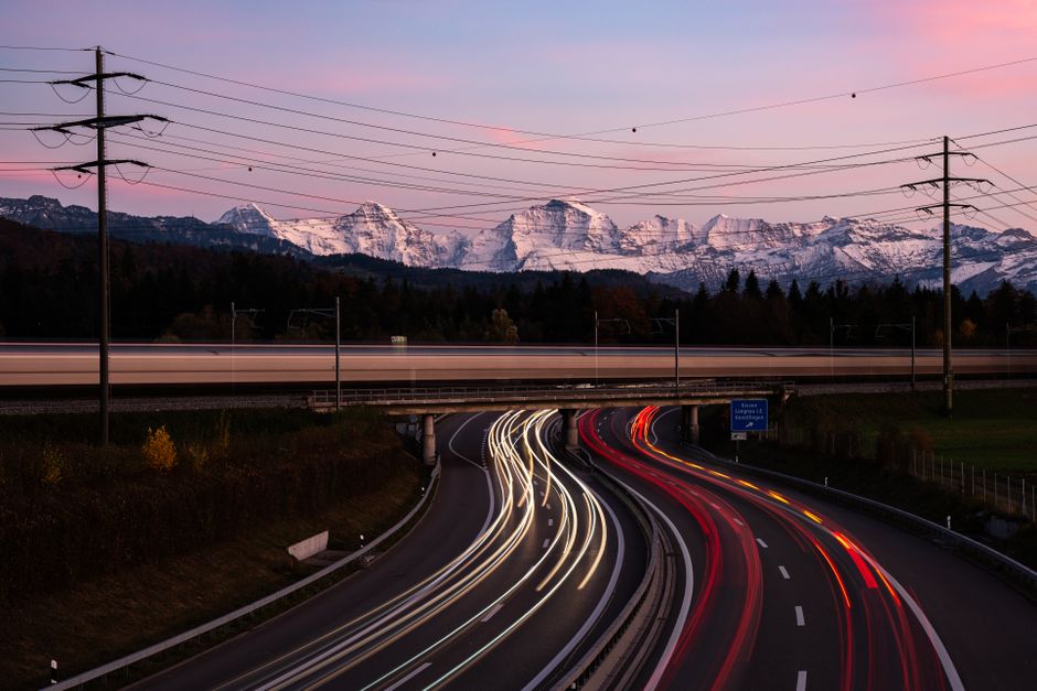 Swiss highway vignette sticker on a car windshield