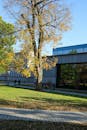 Modern Building with Trees and Fall Foliage
