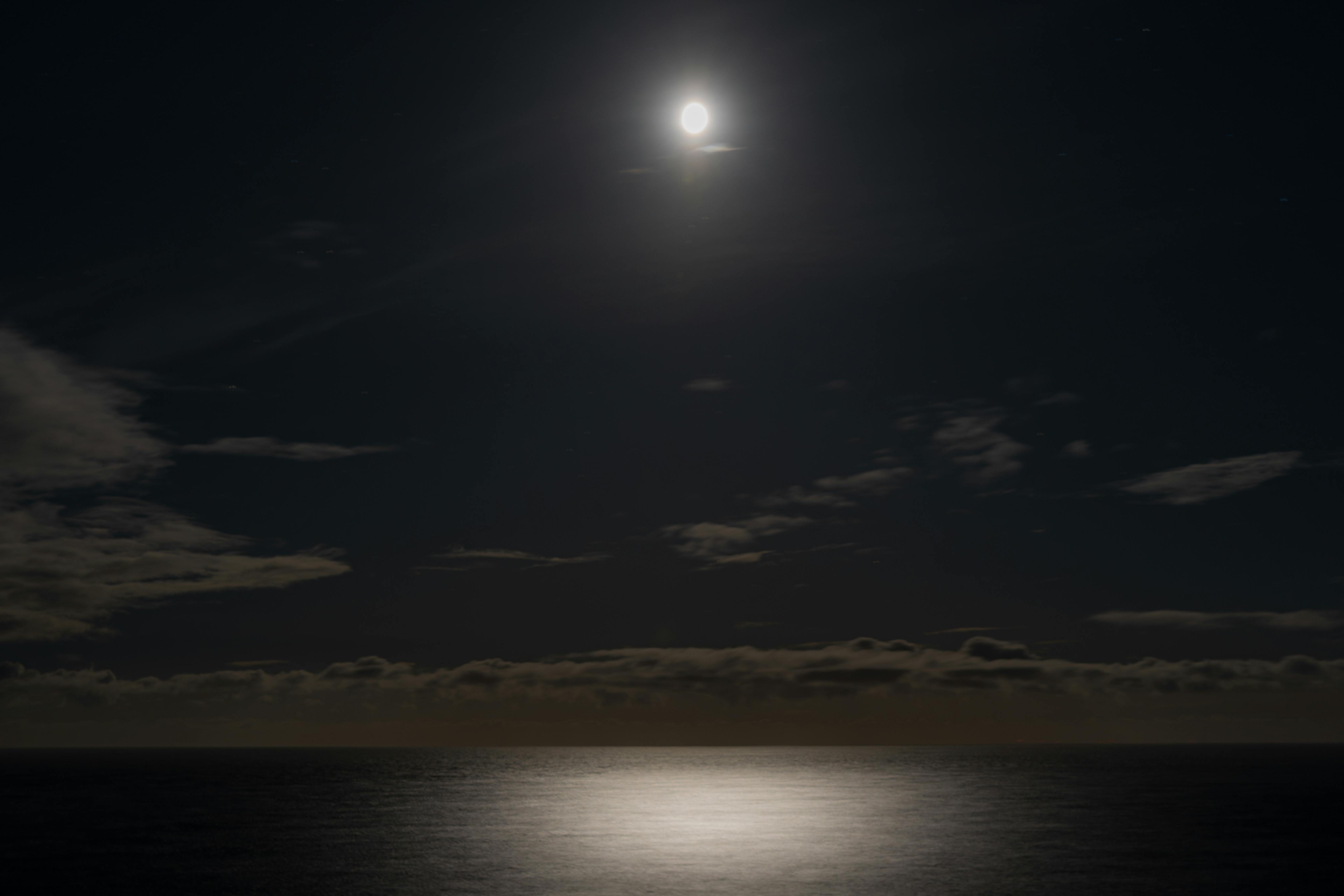 Ay ışığının yansıdığı sakin bir deniz üzerinde beliren Yengeç burcu sembolü ve duygusal derinliği temsil eden mistik bir gece manzarası.