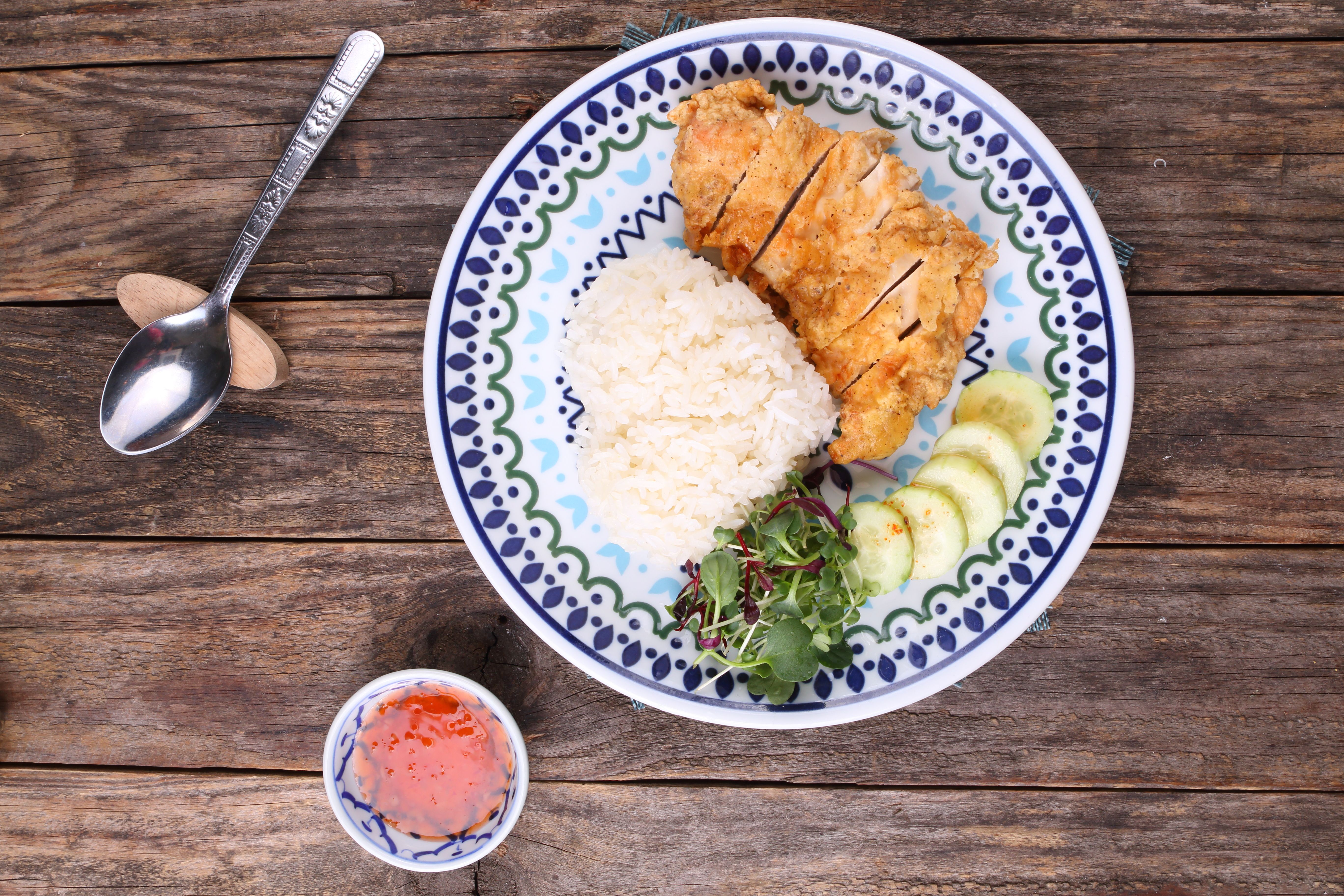 Delicious Chicken Katsu with Rice and Salad · Free Stock Photo