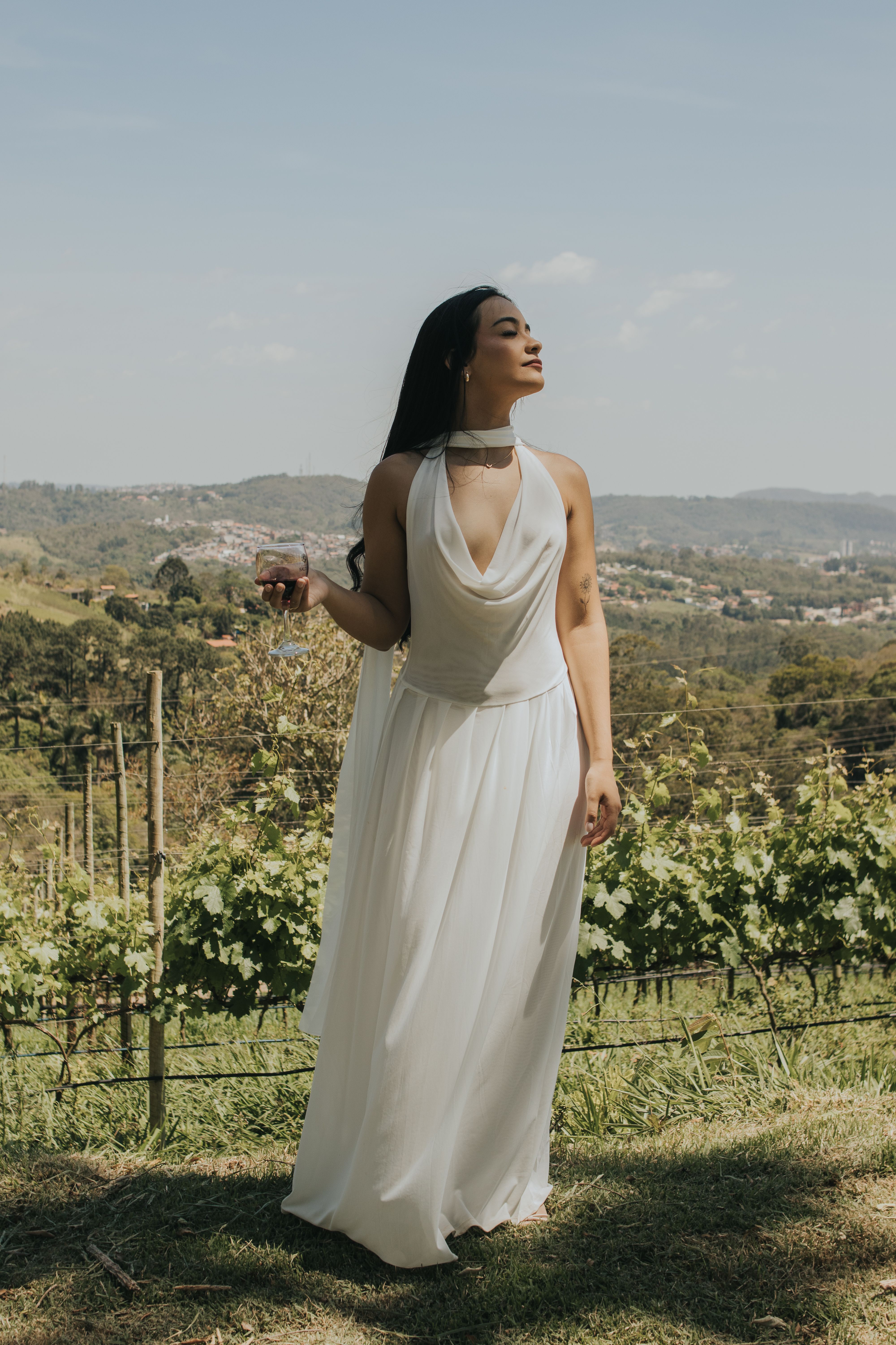 Elegant Woman in White Dress in Vineyard Free Stock Photo Elegant Woman in White Dress in Vineyard Free Stock Photo