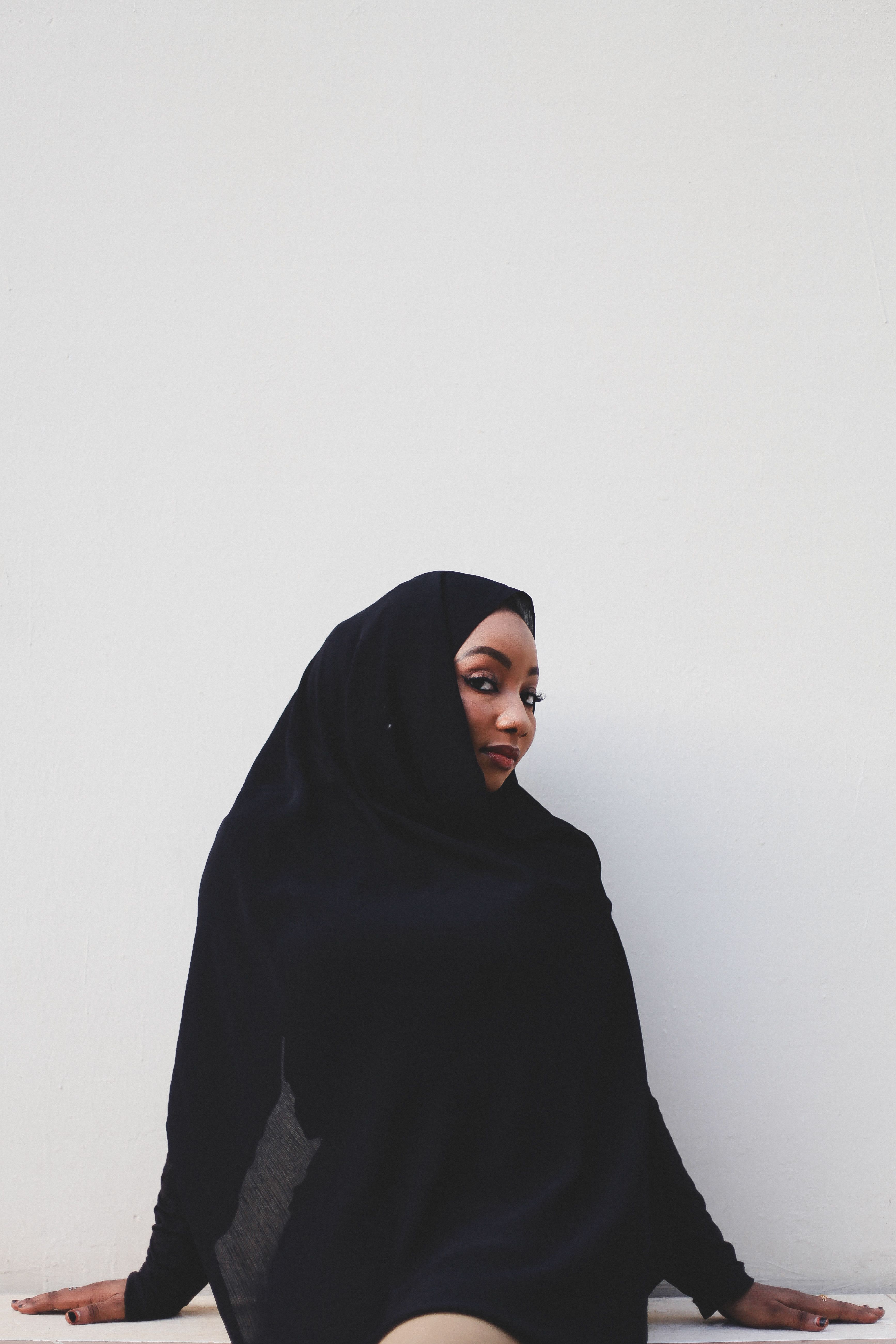 Elegant Portrait of Woman in Black Hijab · Free Stock Photo