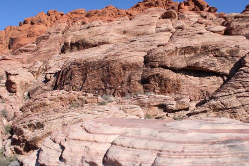 Free Picturesque view of Red Rock Canyon's unique sandstone formations under a clear blue sky. Stock Photo