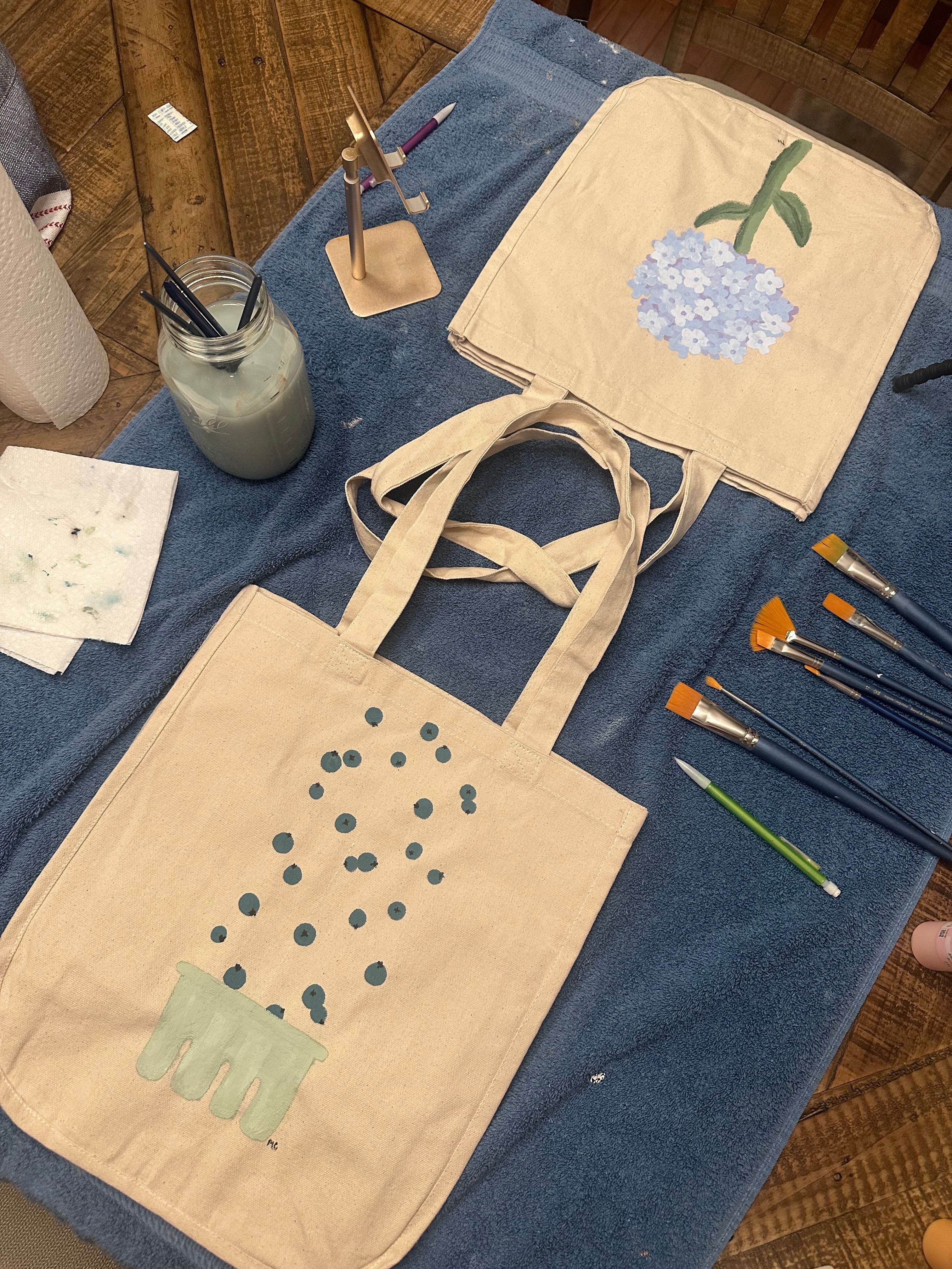 Creative canvas painting workshop setup