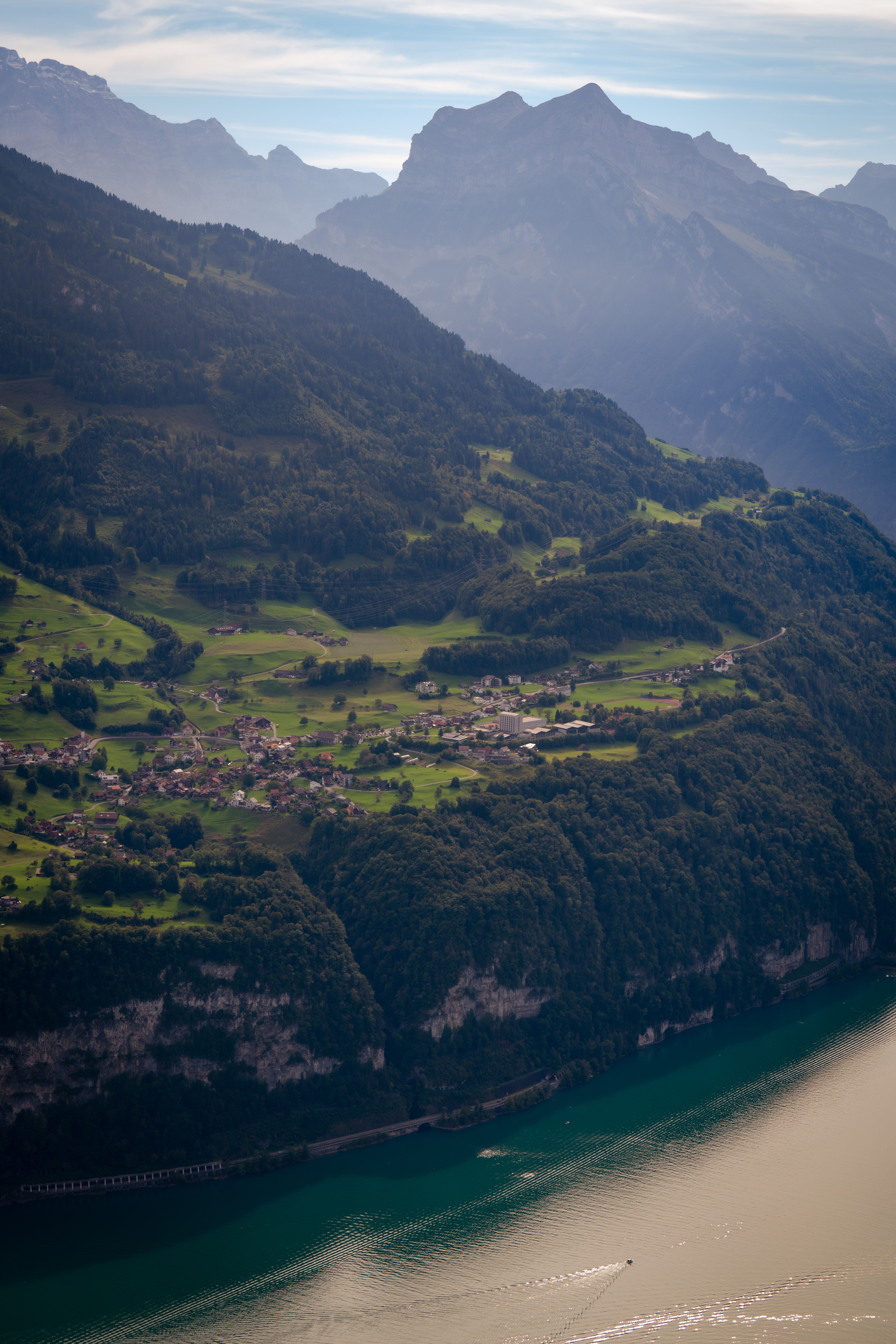 Aerial View of Swiss Landscape and Lake · Free Stock Photo