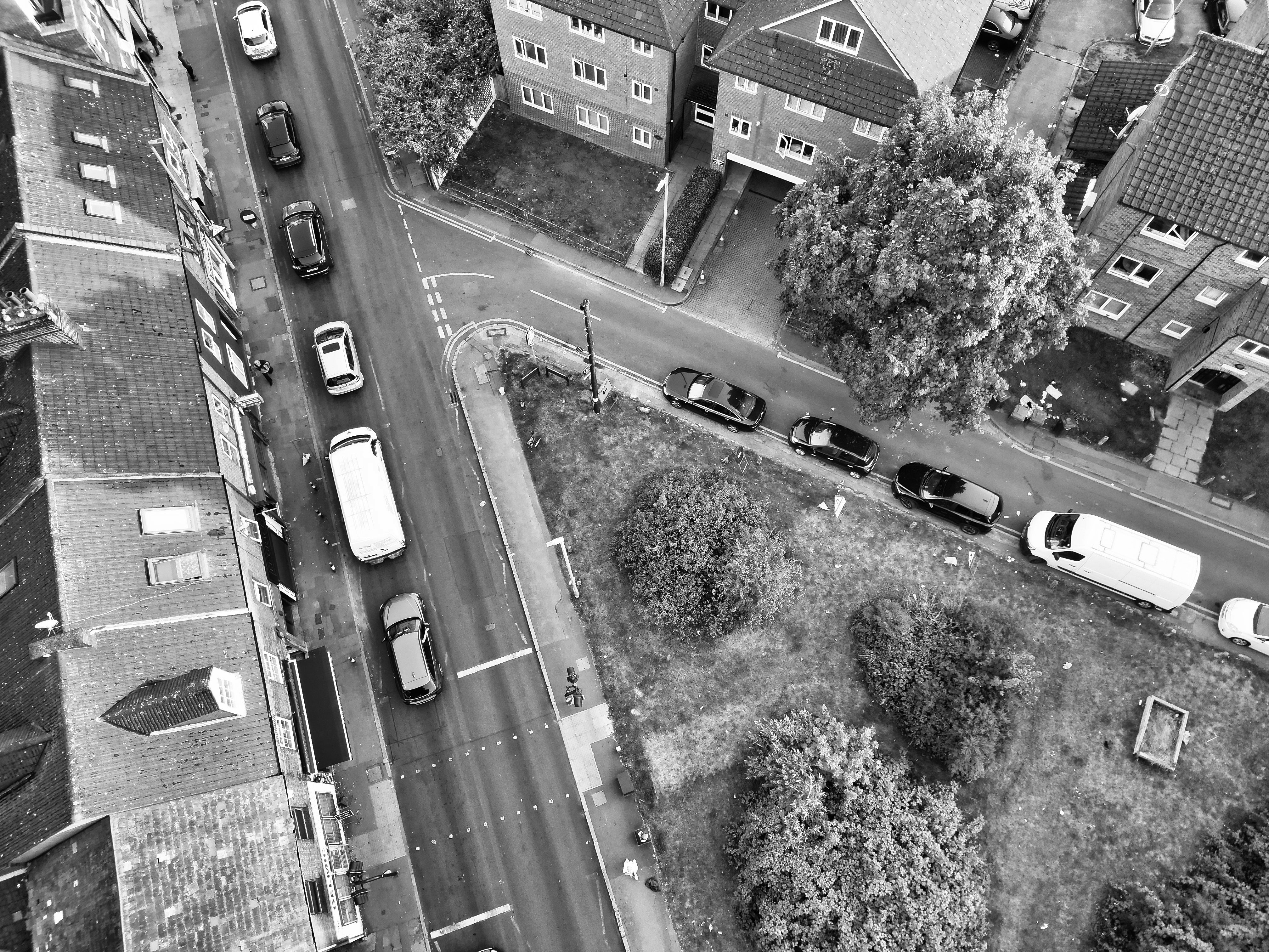Aerial View of Urban Street Intersection in England · Free Stock Photo