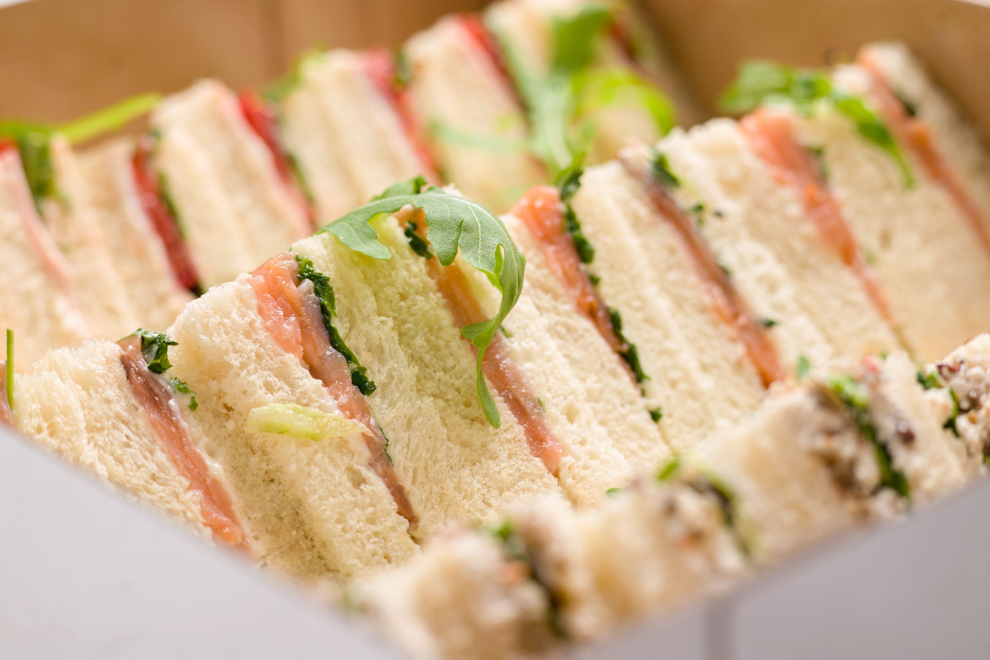 Delicious gourmet sandwiches with fresh ingredients perfect for catering events.
