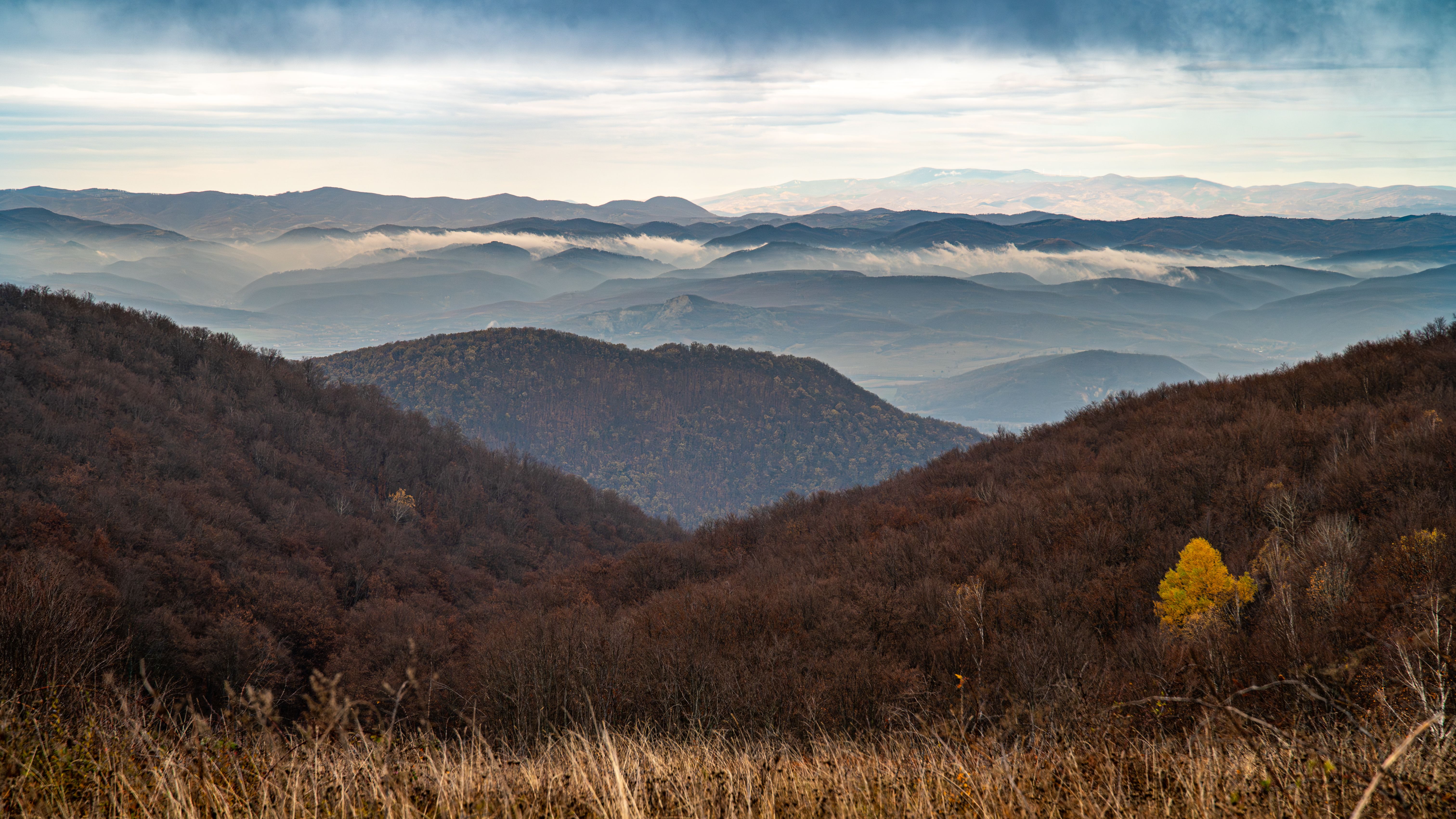 Serene Autumn Landscape with Mountain Layers · Free Stock Photo