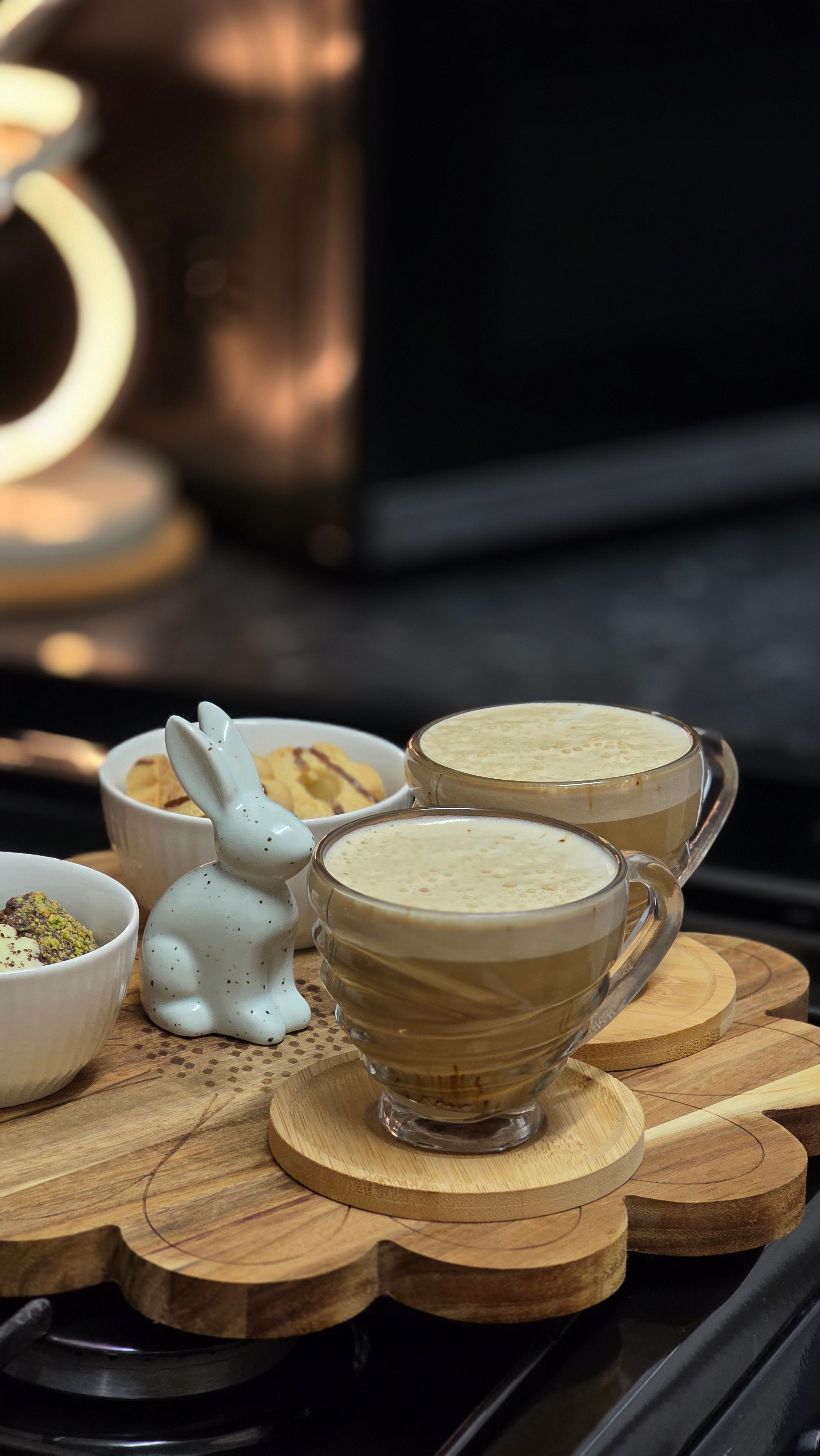 Cozy Home Coffee Setup with Ceramic Rabbit · Free Stock Photo