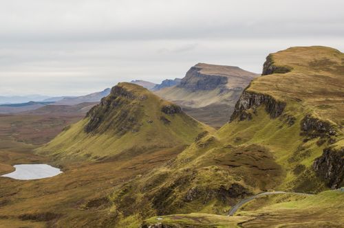 Free Breathtaking view of Quiraing's dramatic landscapes in Scotland, UK. Stock Photo