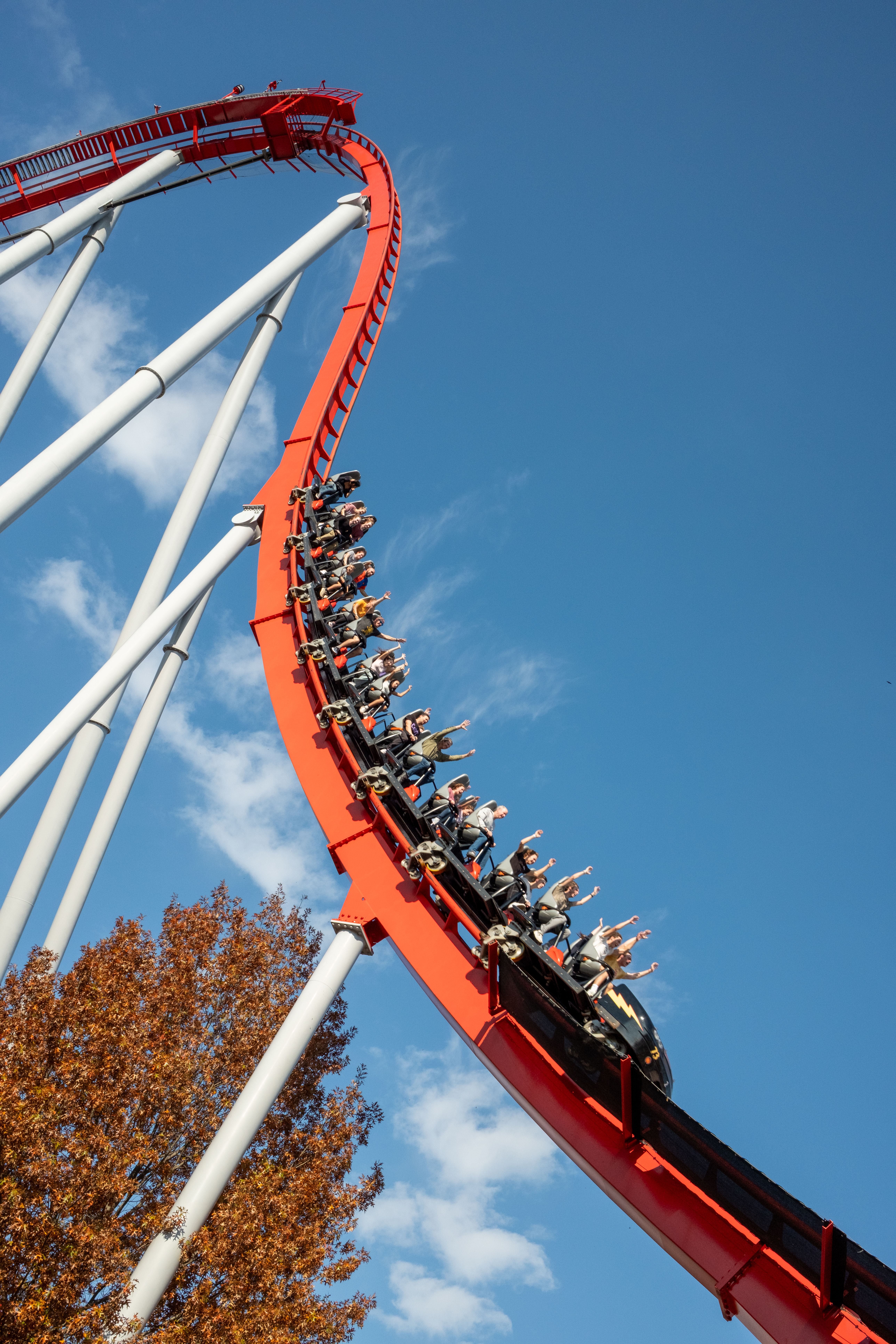 Thrilling Roller Coaster Ride in Autumn Park · Free Stock Photo