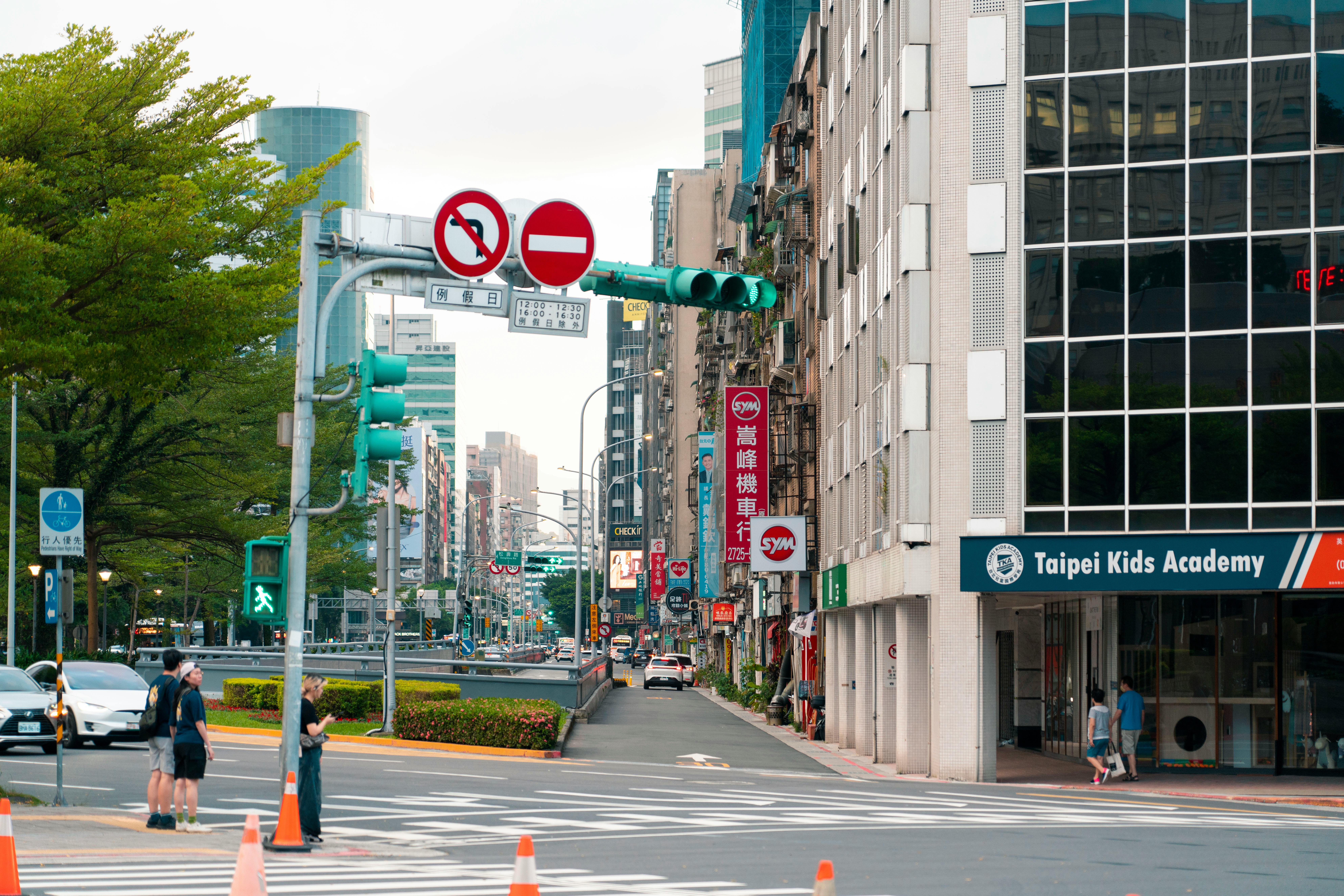 Urban street in Taoyuan with local shops