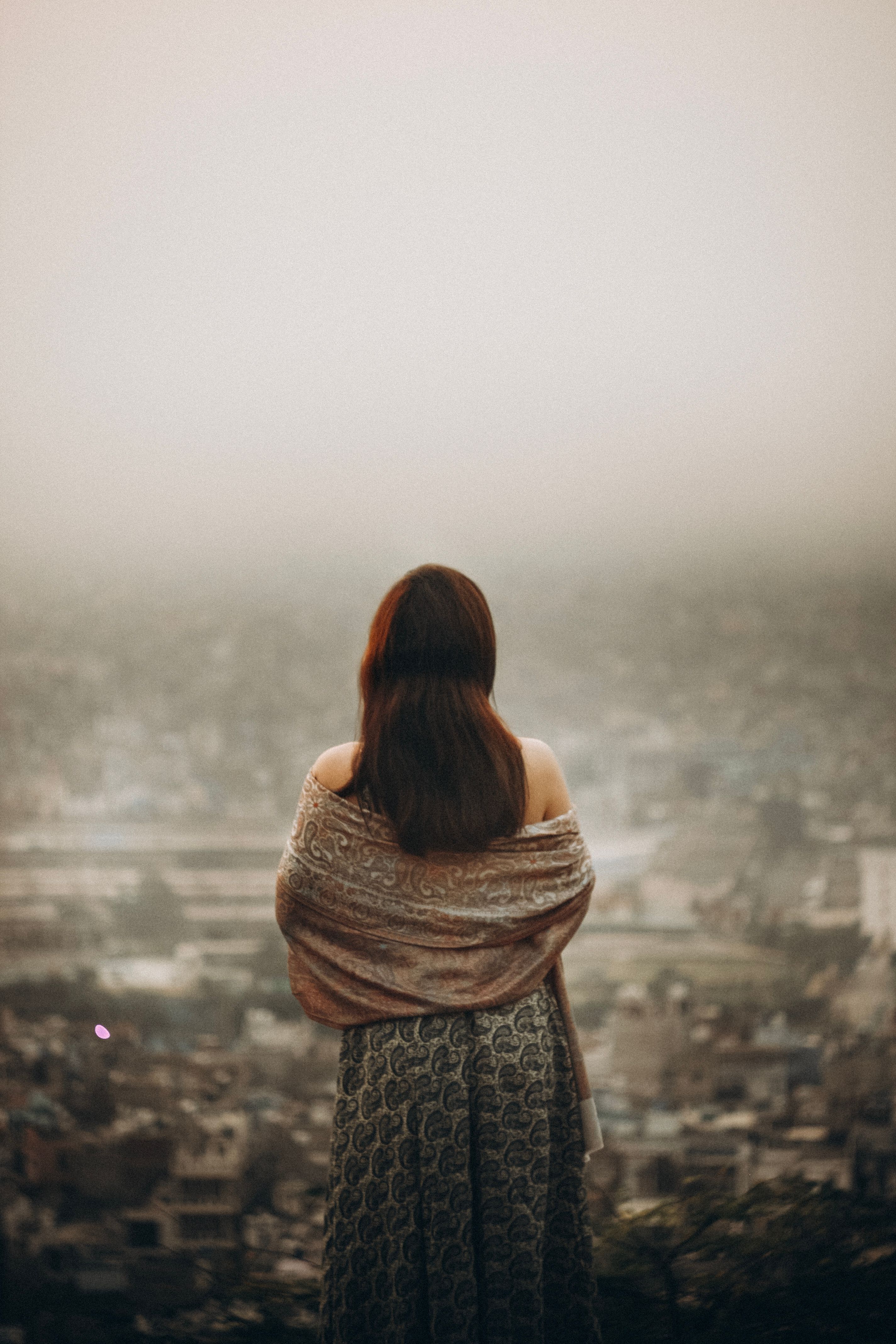 Back View of Woman Overlooking Cityscape · Free Stock Photo