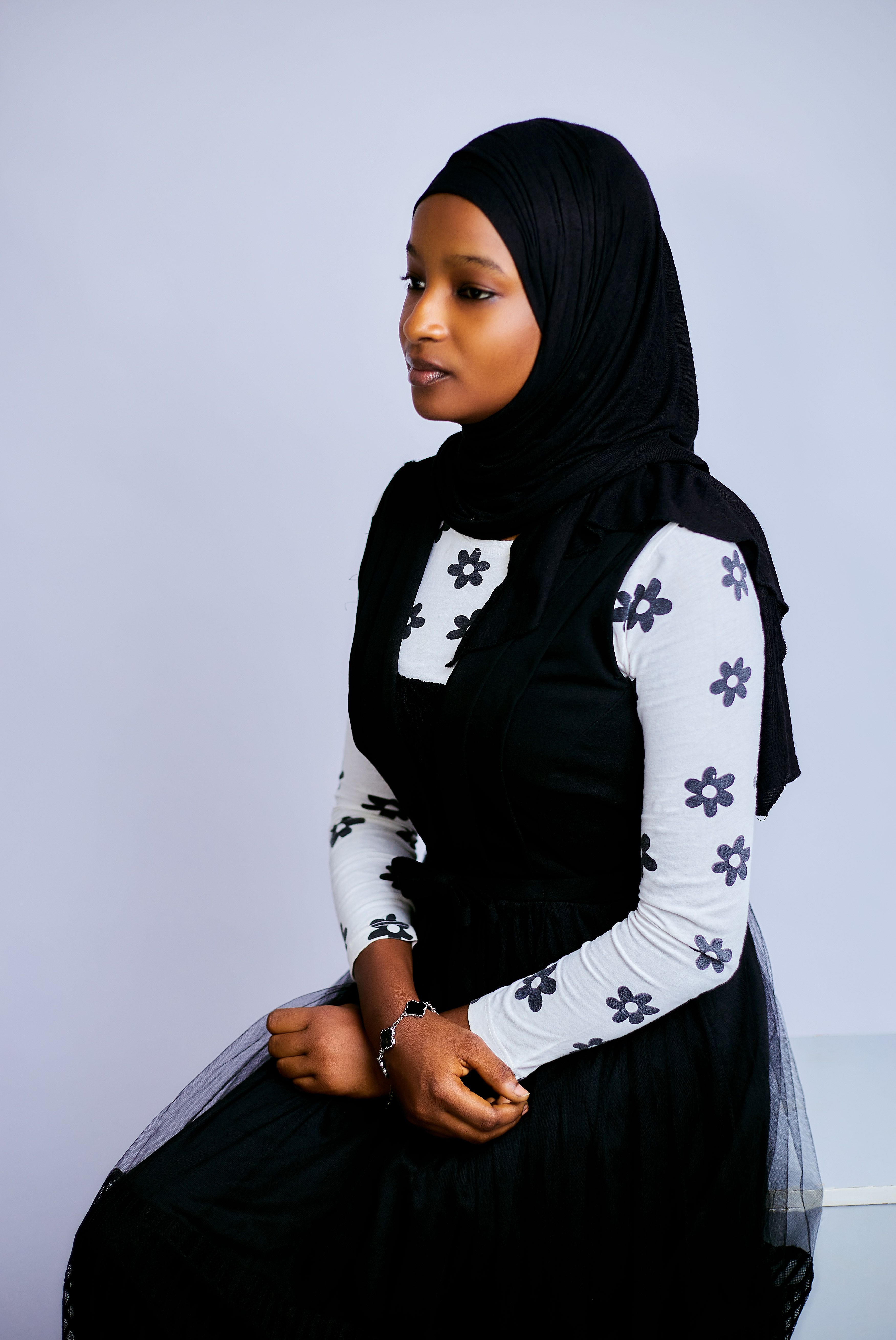 4t black dress pants Crinkle Chiffon Hijab: Midnight Funfeti Sprinkles