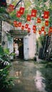 Charming Vietnamese Courtyard with Flags
