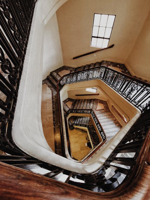 Free Top View Photo of Spiral Staircase Stock Photo