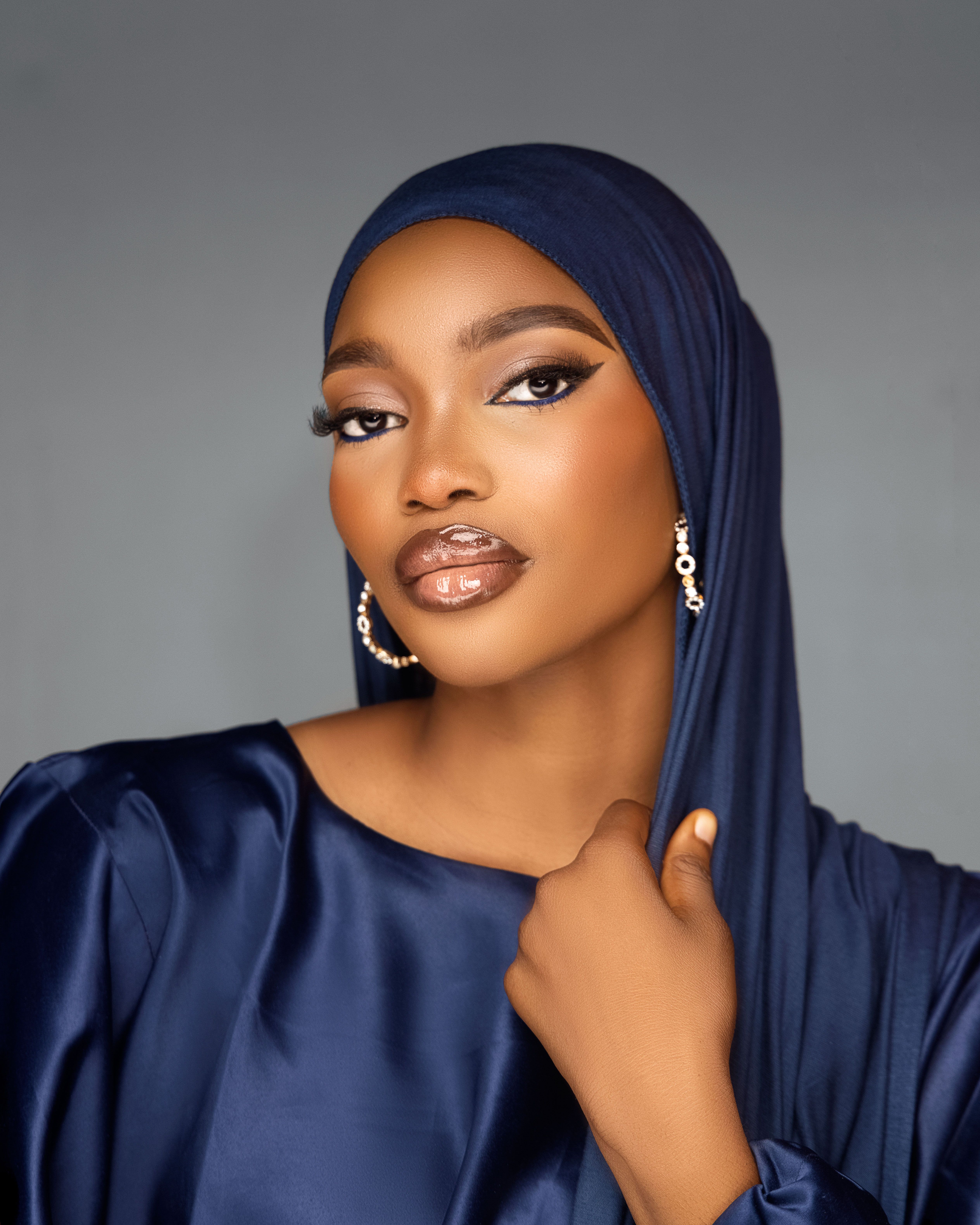 Elegant Woman in Blue Hijab Portrait · Free Stock Photo