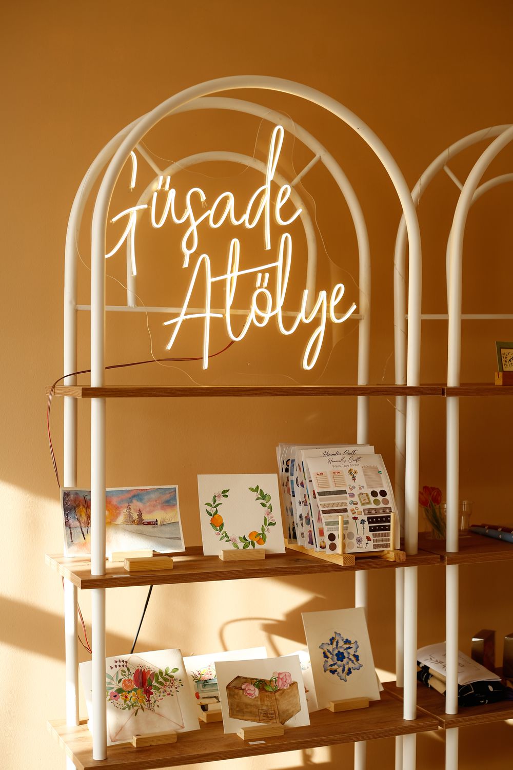 Art Studio Interior with Neon Sign · Free Stock Photo