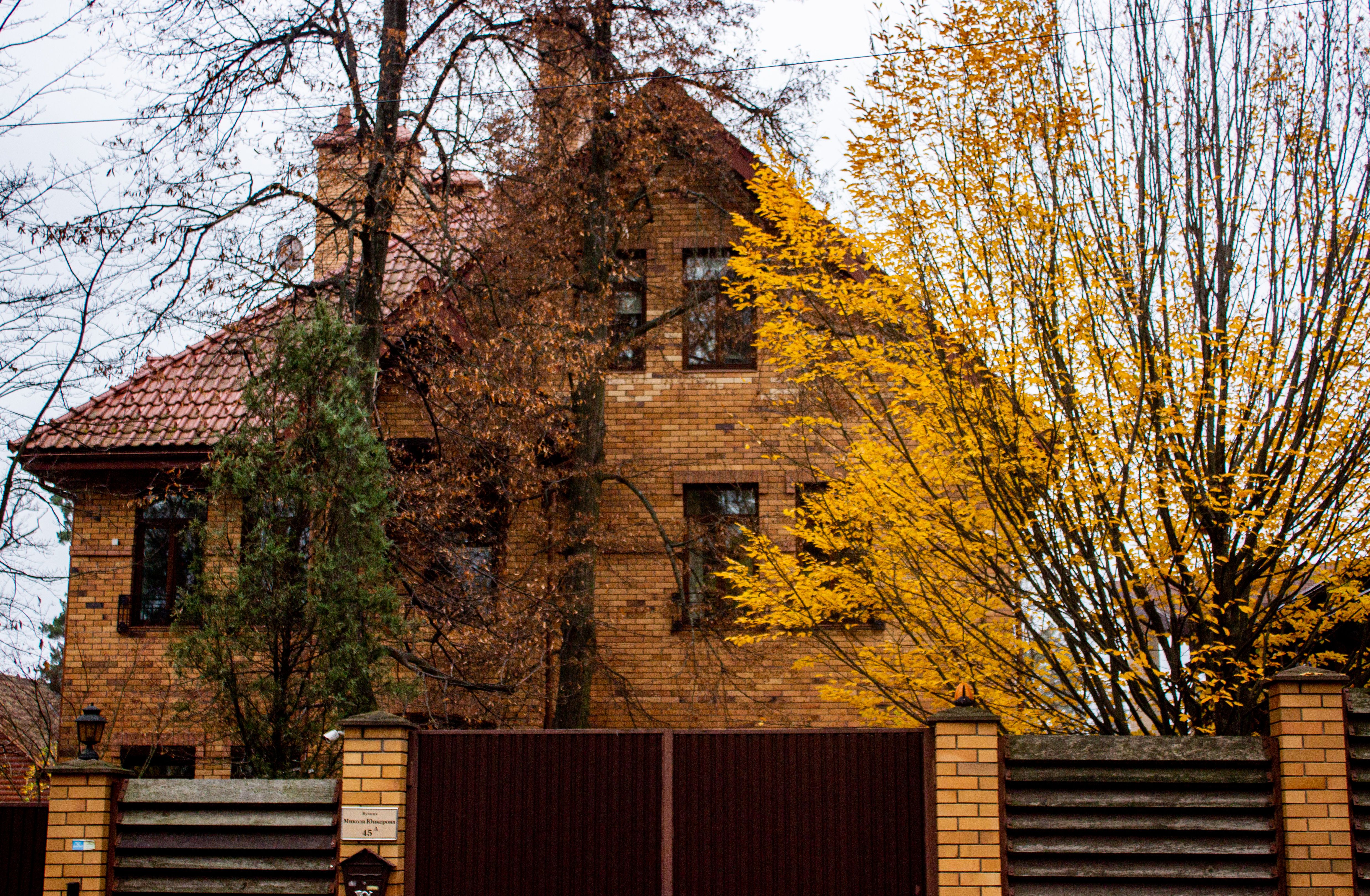 Charming Brick House with Autumn Trees · Free Stock Photo